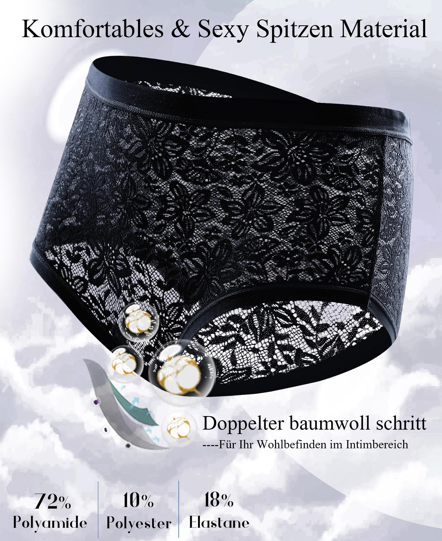 ALL OF ME Majtki damskie Bielizna Koronkowa Bielizna damska Sexy High Size Majtki Zestaw miękkich i wygodnych majtek Zestaw 5 sztuk S-XXL