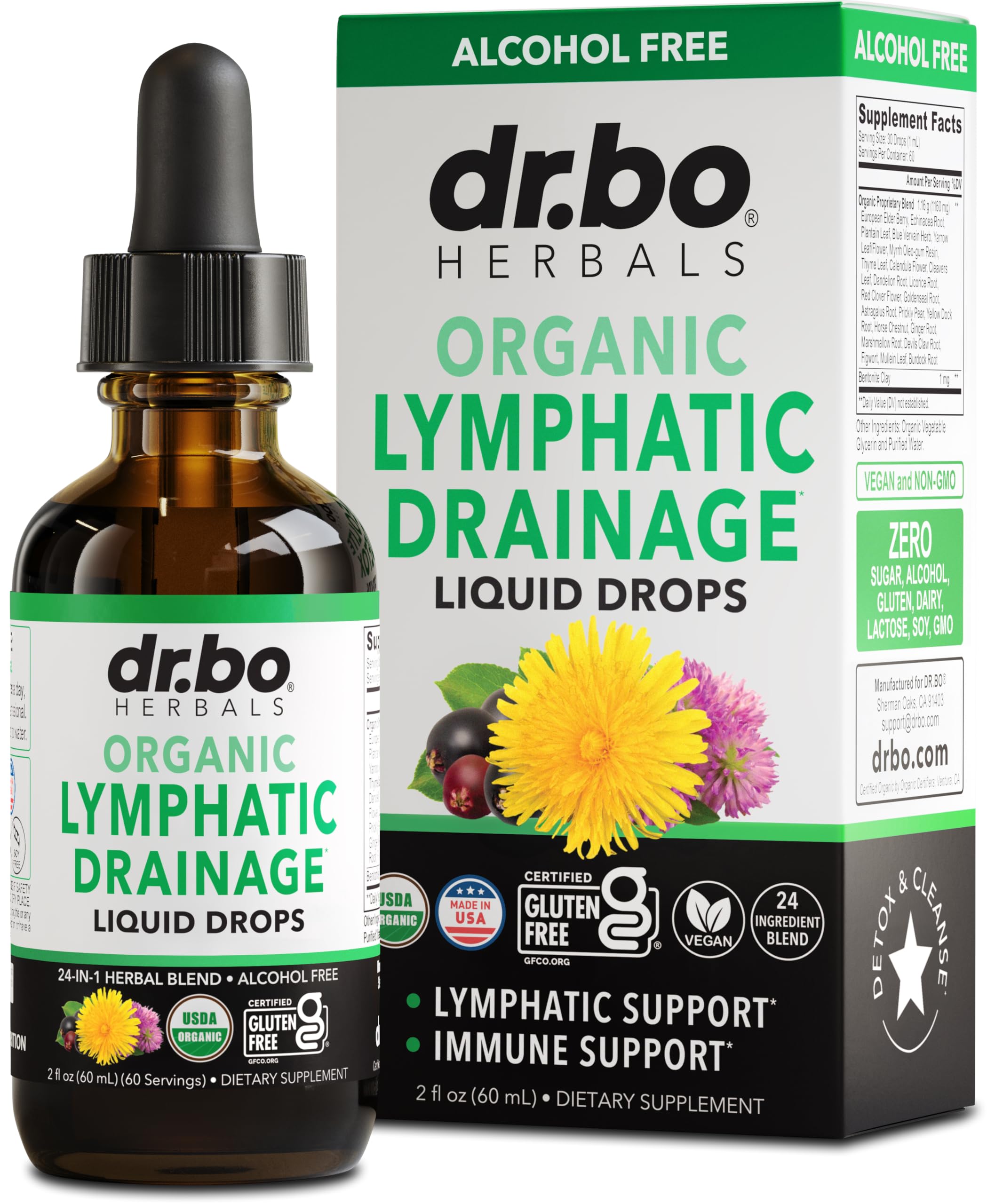 Lymphatic Drainage Supplements Drops - Organic Lymphatic Support Liquid Drops Cleanse with Echinacea, Lymph System Support Supplement, Lymph Node Detox Cleanse System Drainage - 2oz Non-GMO Organics 2 Fl Oz (Pack of 1)
