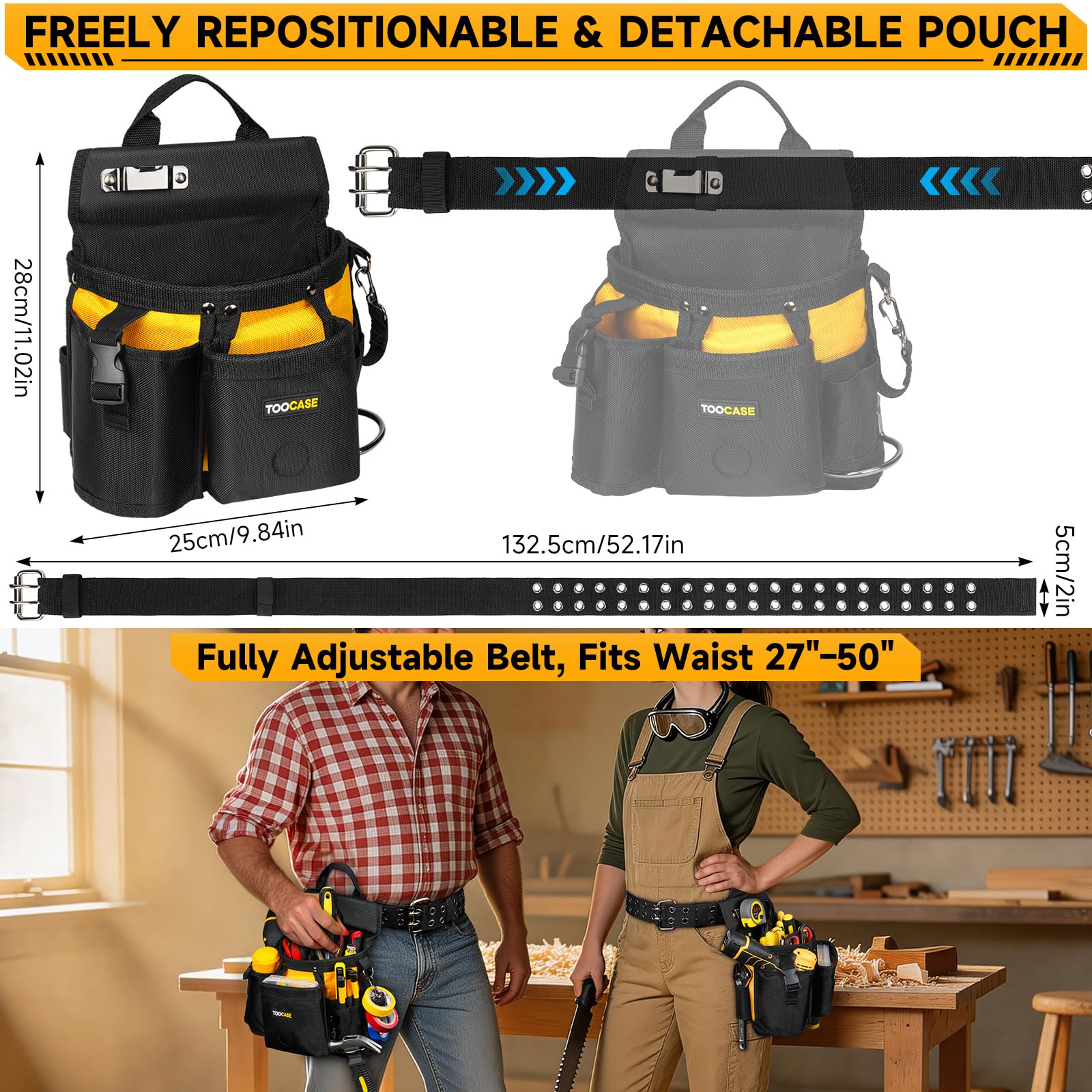 Tool Belt with 18 Pockets - Magnetic Organizer -2