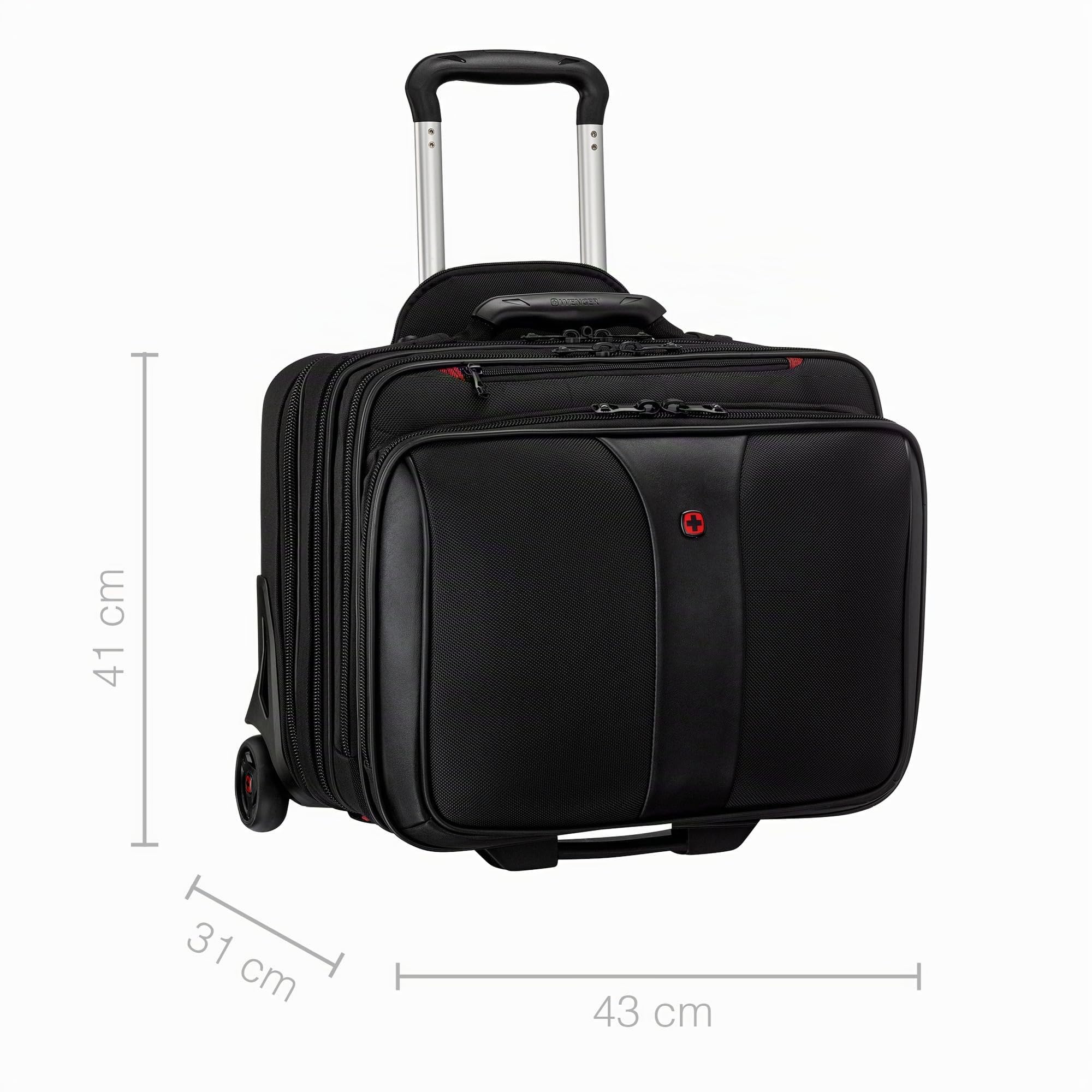 Wenger Patriot Maletín de 2 Piezas para portátil de hasta 17 Pulgadas, Funda extraíble para portátil de 15,6 Pulgadas, 25 l, Mujer Hombre, Oficina Viajes Negocios, Negro, 600662