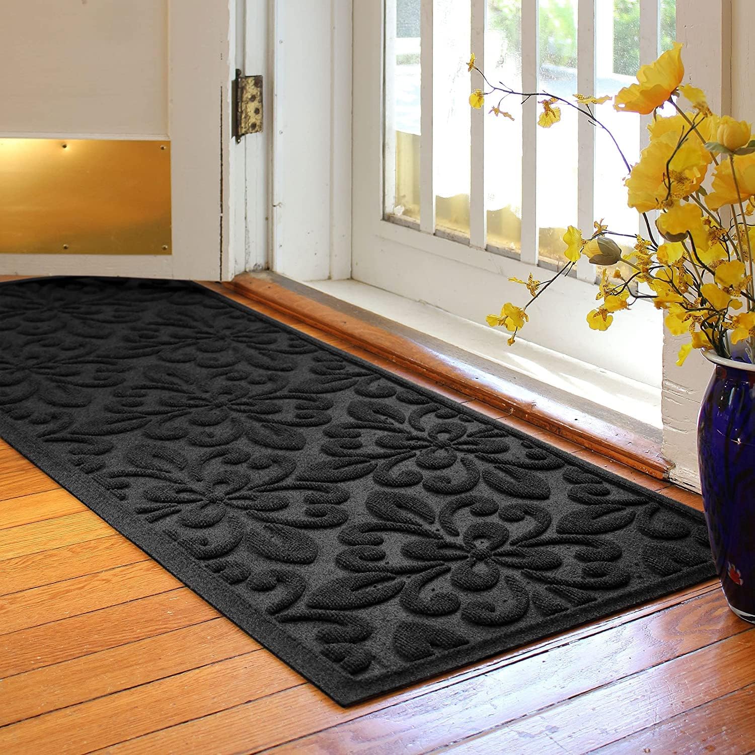 WaterHog Mat for Entryways – Indoor/Outdoor Mat for Home Entrance, Durable Dirt Trapping Design for Front or Back Door, Heavy Duty Floor Covering – Phoenix Collection - Charcoal 2' x 5'