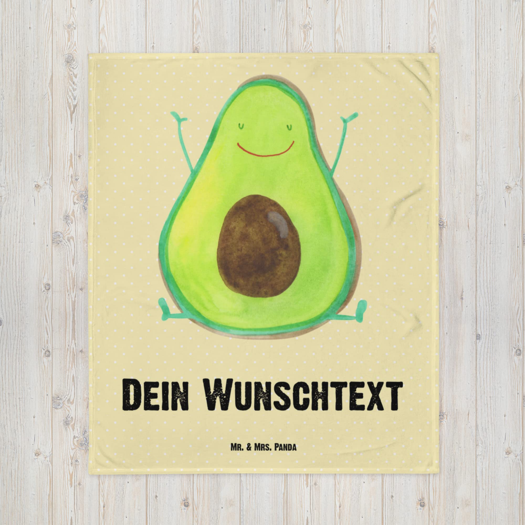 Mr. & Mrs. Panda Kinderdecke mit Namen Avocado Glücklich - Personalisierte Geschenke, Chaotisch, Verrückt, Fleece Decke personalisiert, Tagesdecke, Kuscheldecke, Chaos, Personalisierbare