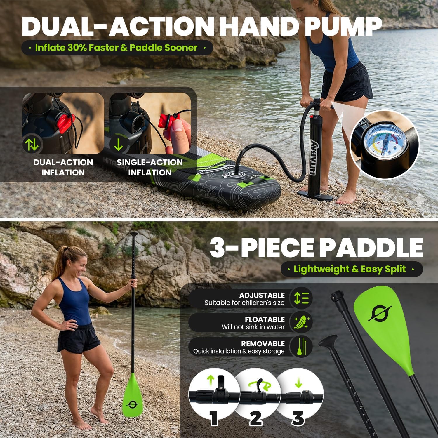 Inflatable Stand Up Paddle Board 10'6" All-Around SUP Kit - Lightweight (16 lbs), Stable & Durable, Camera Mount & Complete Accessories - SUP Board for Beginners & All Skill Levels