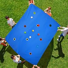 Kathfly Blue Hole Tarp Team Building Game 98x70 Inches, 8 Balls | Group Activity for Corporate Training, School Events, Waterproof with Handles, Promotes Teamwork and Communication Skills