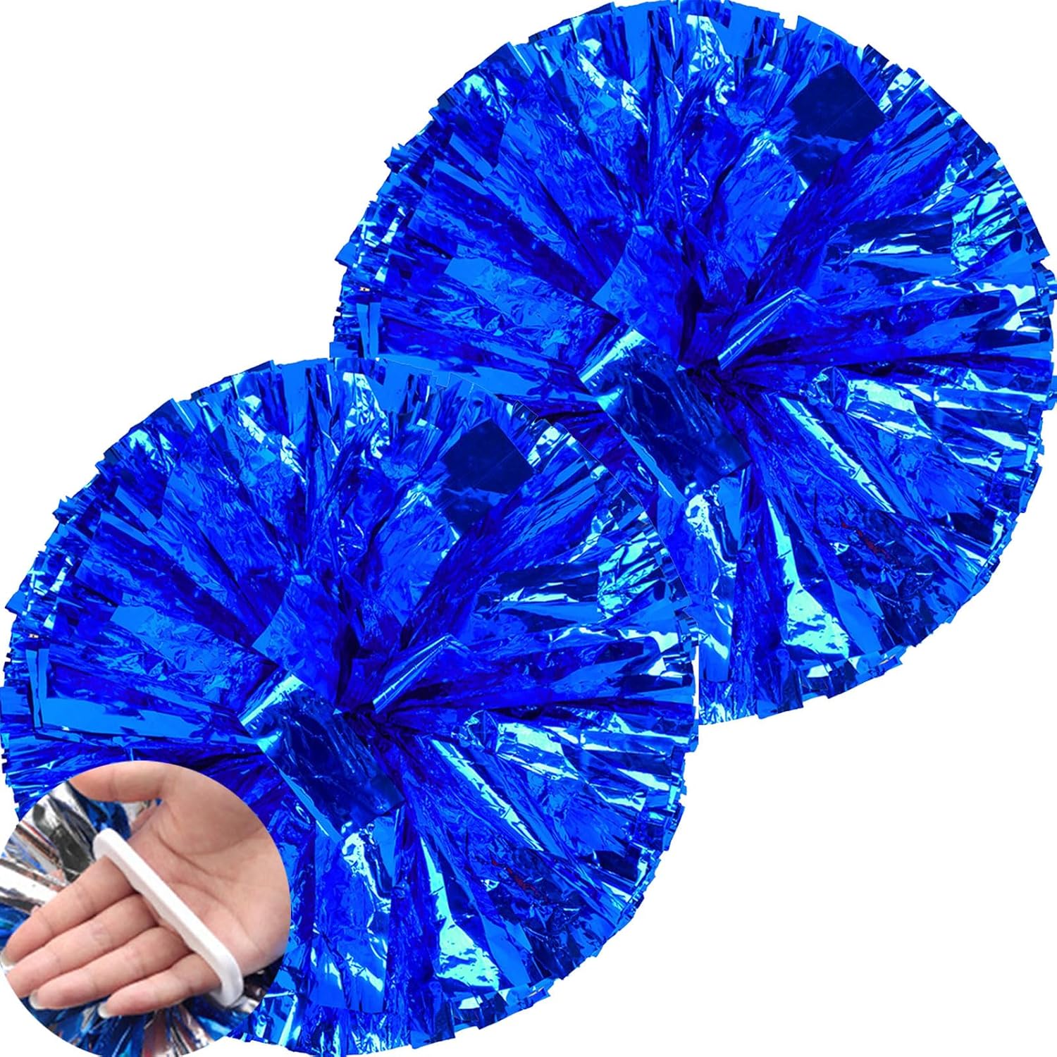 We Moment Blue 12in Cheerleading pom poms Metallic Foil