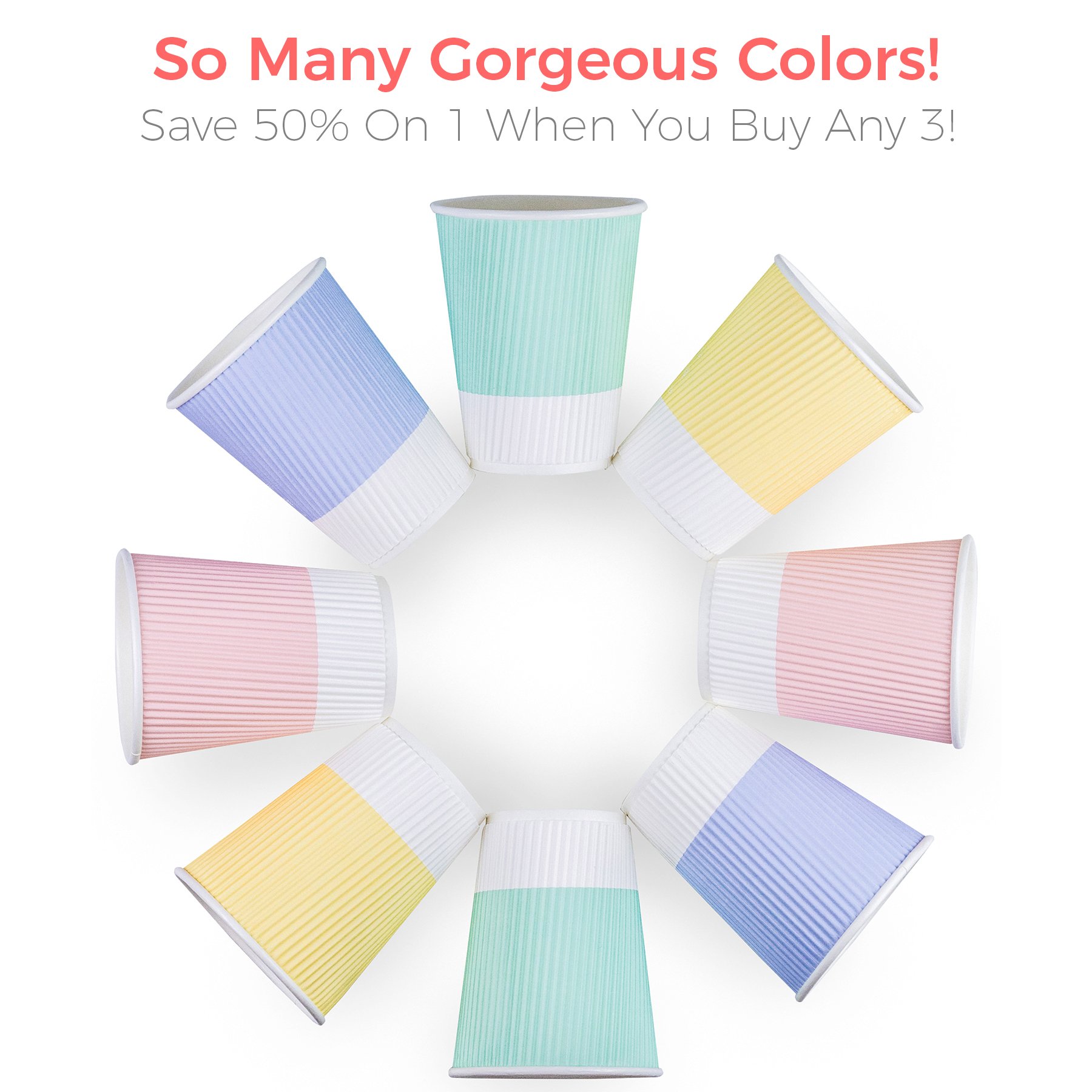 Buy Premium Disposable Coffee Cups With Lids (90) Durable 12 oz To Go