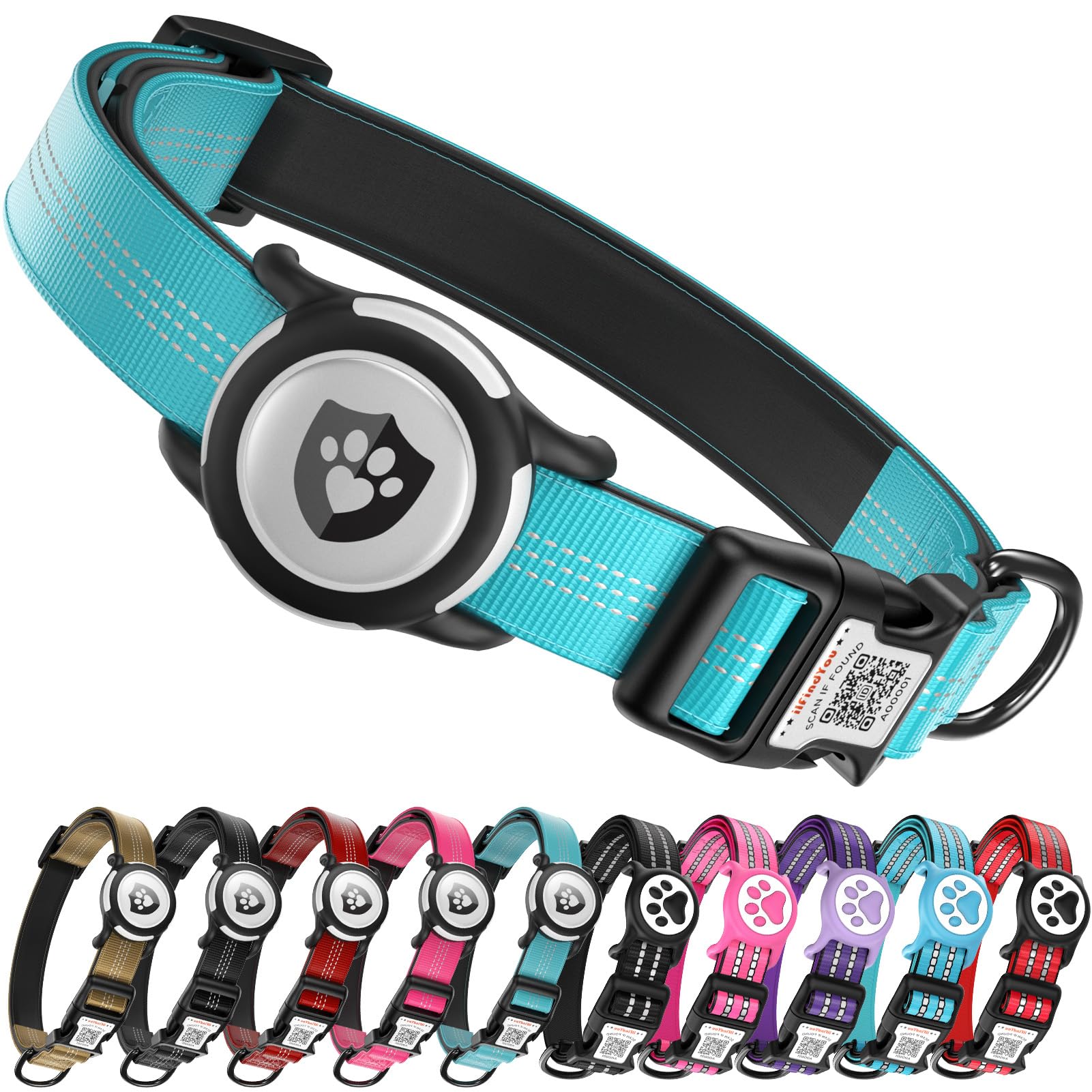 ILFINDYOU Reflective Dog Collar with AirTag Holder