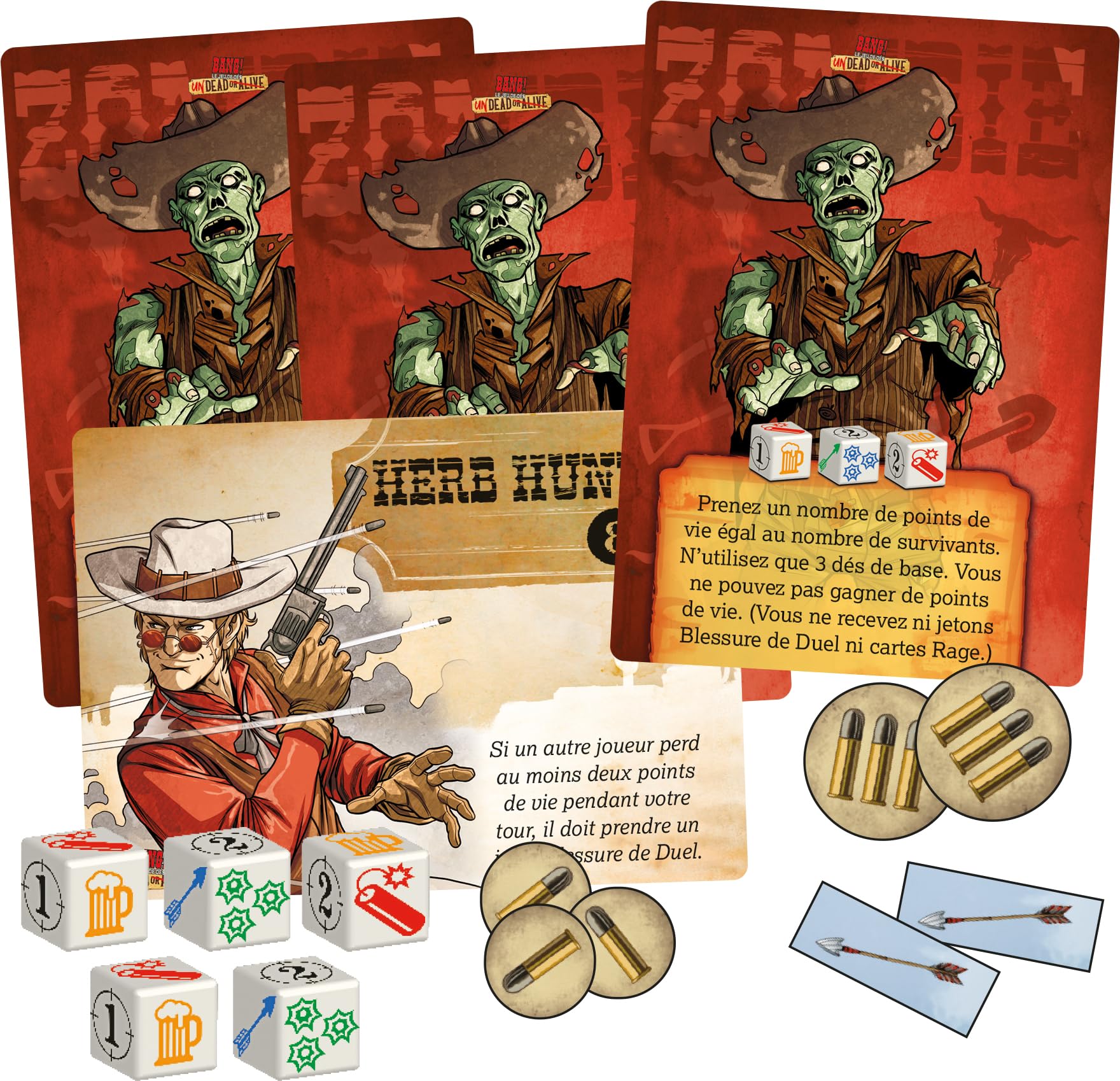 Asmodee - Bang Dice Explosion, DV Giochi, Coffret Jeu et Extensions, Jeu de dés Bluff et identité, Cadeau Jeu de société, Famille et Amis, Dès 8 Ans, Version Française