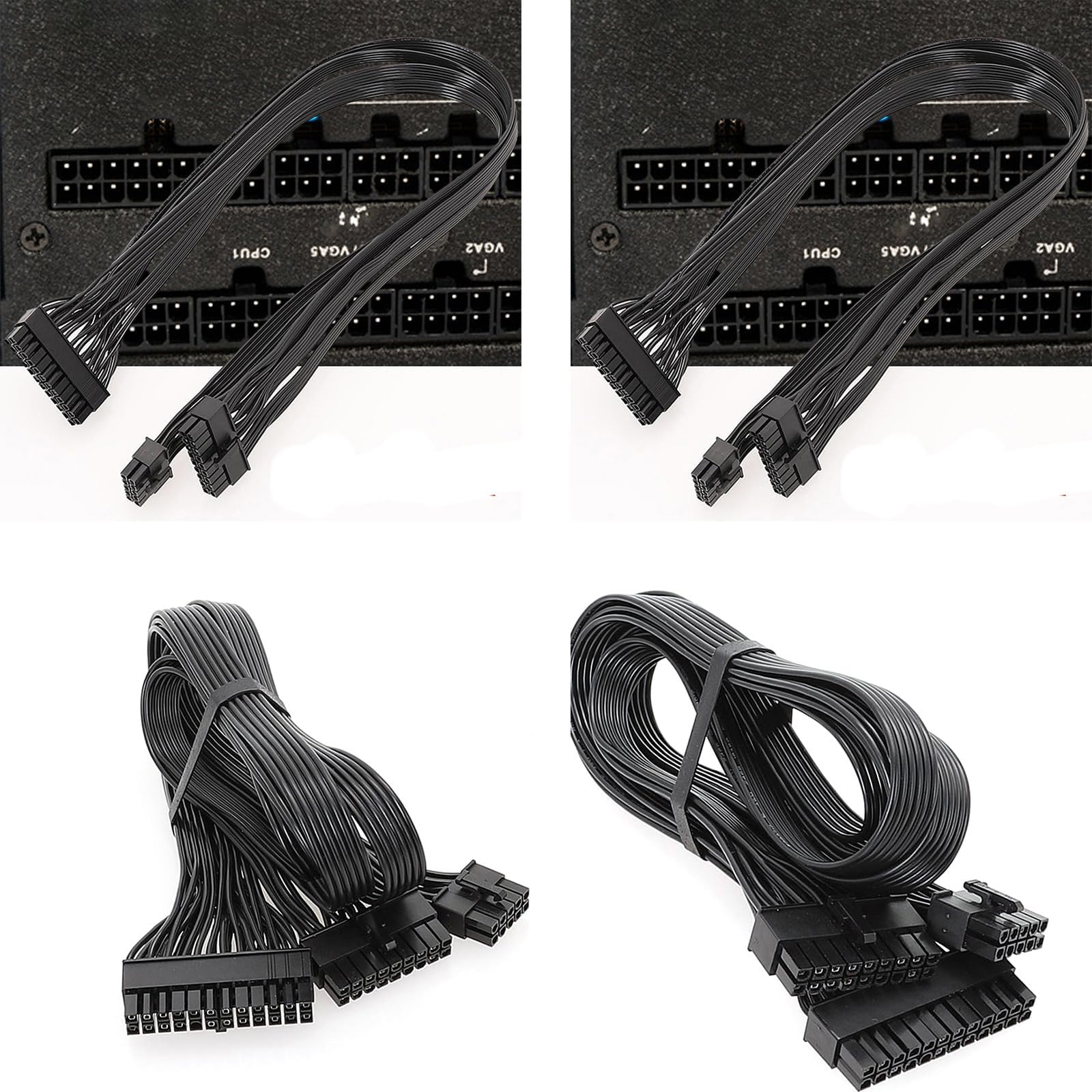 Cavo di alimentazione modulari piatto, 60 cm, 18 AWG, 10 pin + 18 pin a 24 pin, per sistemi informatici modulari di stabilità, cavo di alimentazione