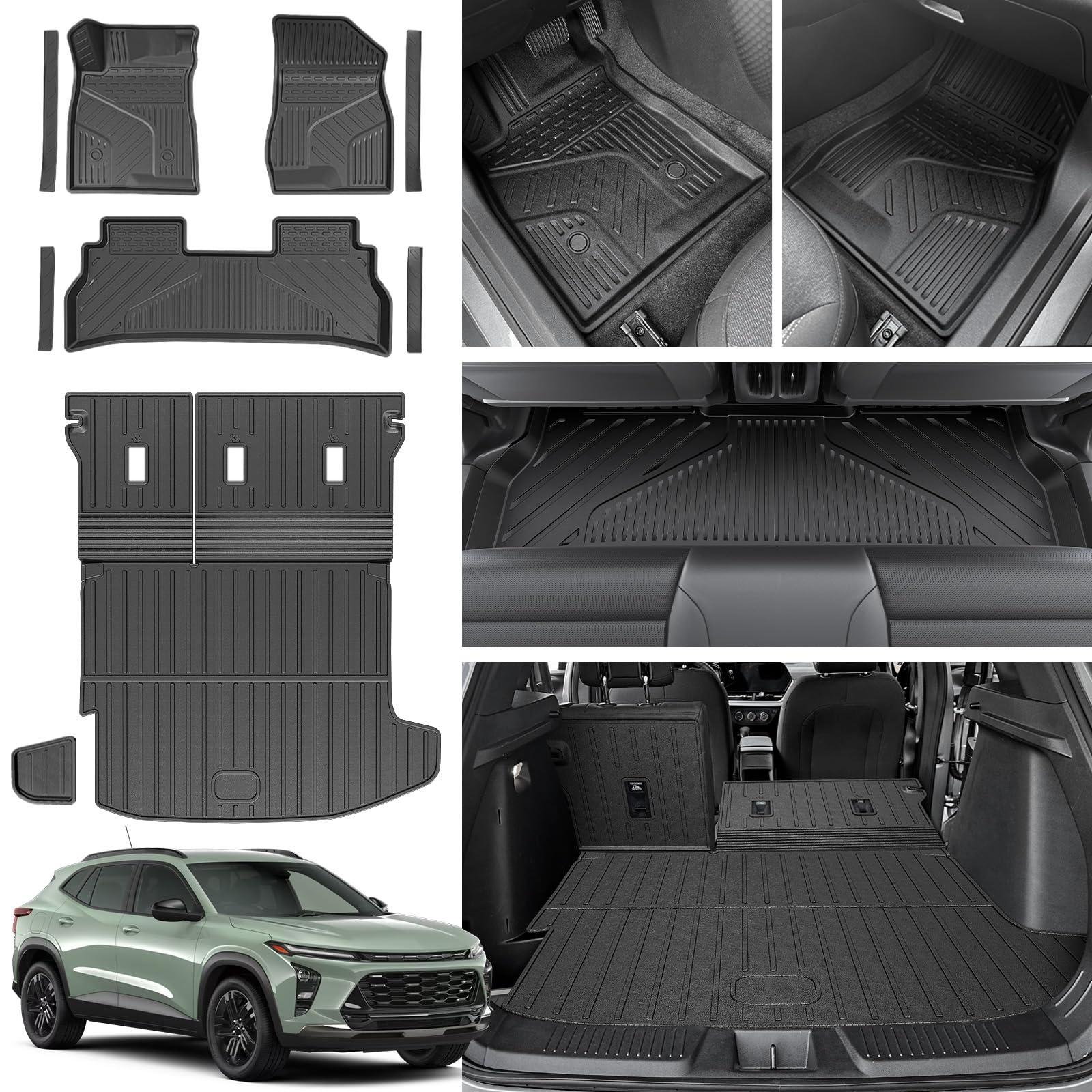 Sponsored Ad - Floor Mats for 2024 2025 2026 Chevy Trax/Buick Envista, All Weather Cargo Liner with Backrest Mat, Left Storage Mat for Chevrolet Trax LS 1RS LT 2RS ACTIV Accessories, Door Sill Protector