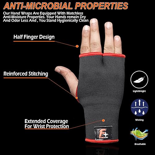 Miniatura 4 de Guantes interiores elásticos de boxeo, MMA, puño, nudillos, soporte de mano, artes marciales, vendajes muay thai, lesiones, dolor en las