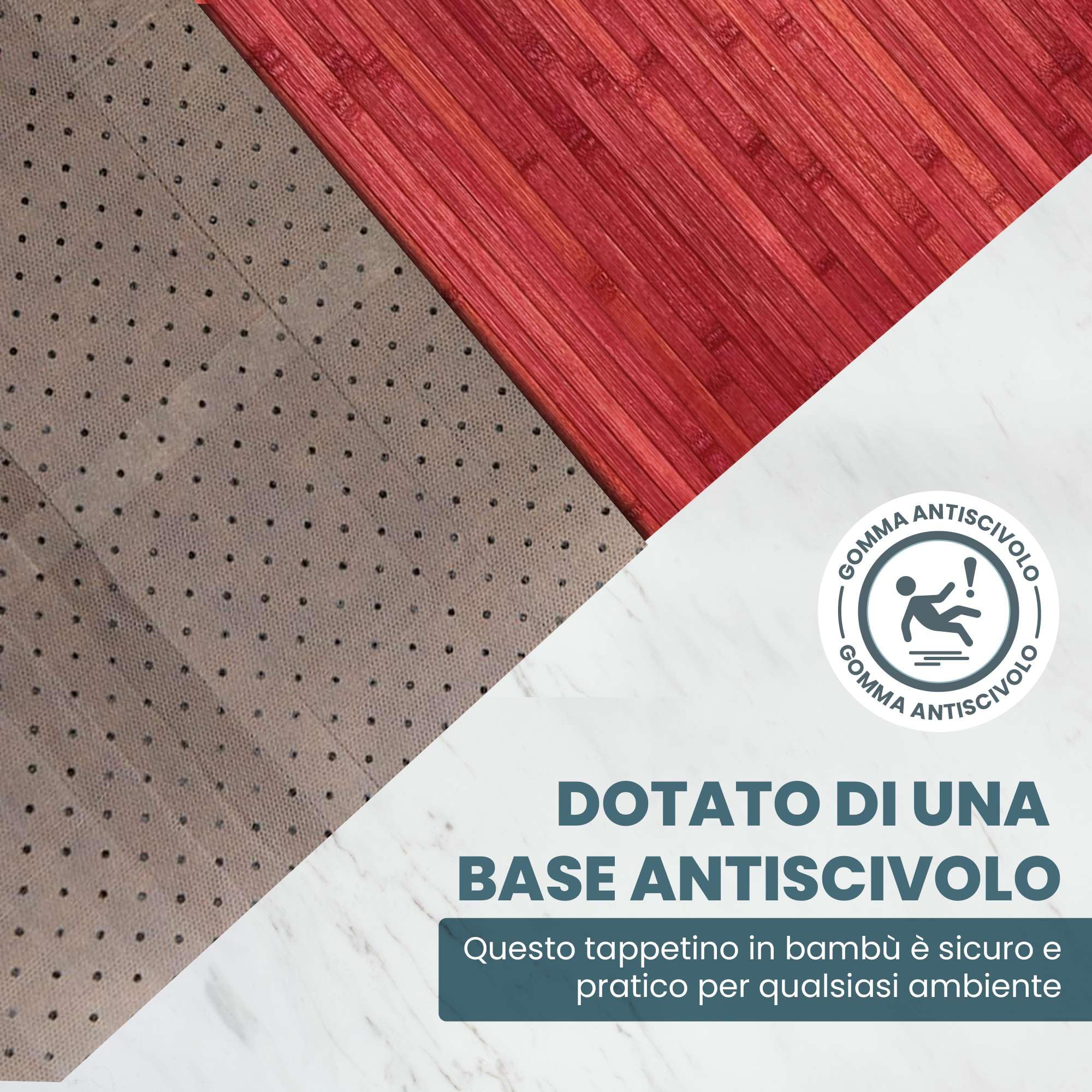 Tappeto Bamboo Cucina Cos&igrave;Casa - Antiscivolo, Idrorepellente, Lavabile, 50x100cm