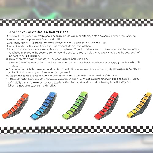 Miniatura 8 de X AUTOHAUX Universal Motorcycle Pit Dirt Bike Funda de asiento suave de piel sintética antideslizante Cojín de asiento rojo y negro