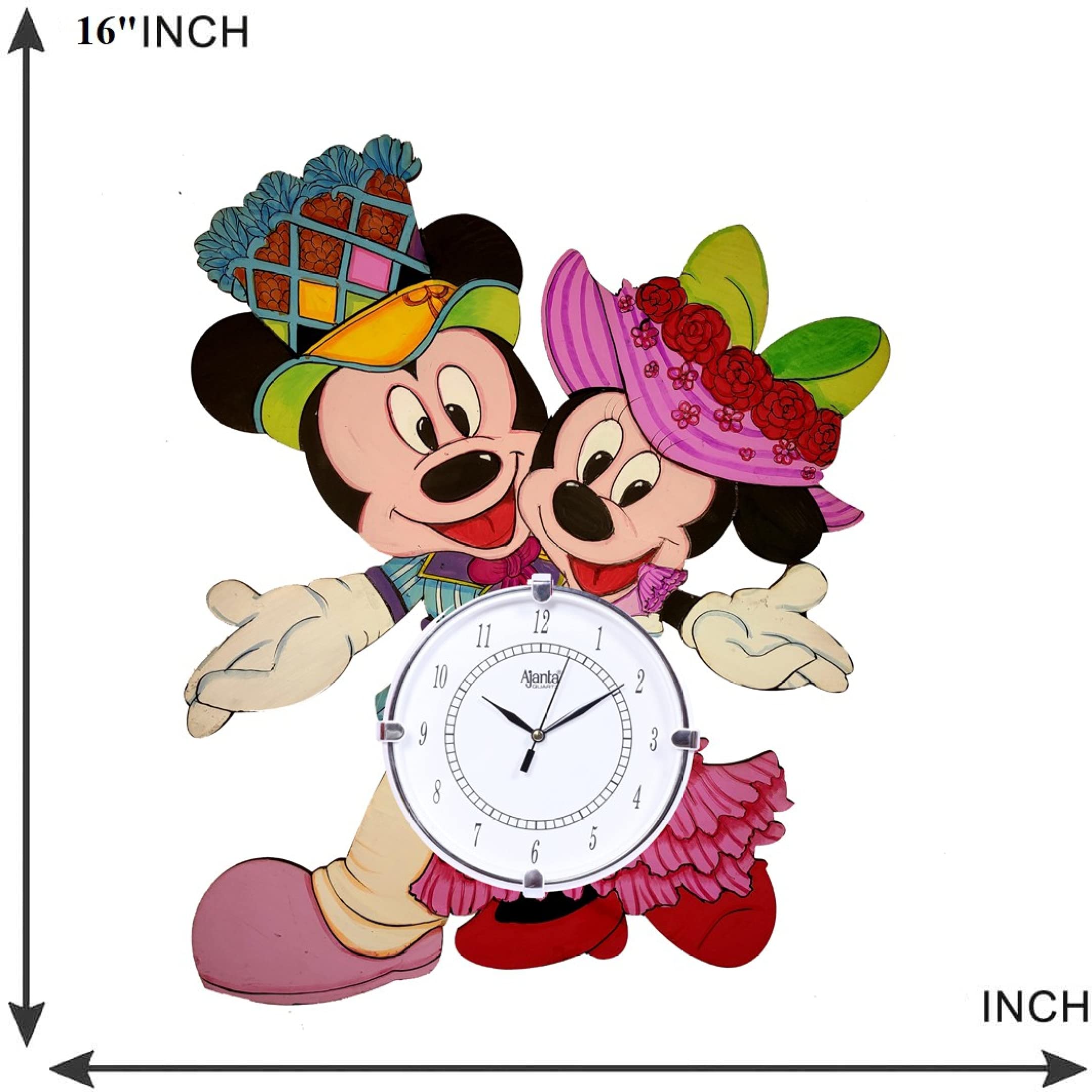 Buy Shashank Wooden Handpainted Elegent Mickey Mouse Wall Clock