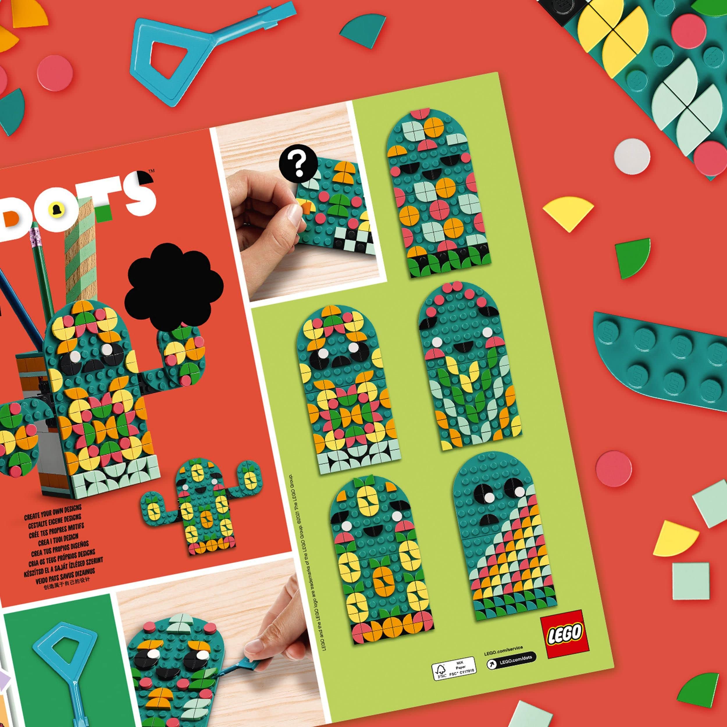 LEGO 41937 DOTS Multi Pack - Sensazioni Estive 4 in 1, Kit di Giocattoli Creativi per Bambini con Cornice Portafoto, Braccialetto, Portachiavi e Portapenne