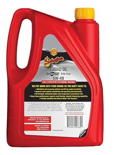 Miniatura 2 de Schaeffer Manufacturing Co. 9000CK4-006S SynShield OTR Plus Aceite de motor diesel sintético completo 5W-40, botella de 1 galón