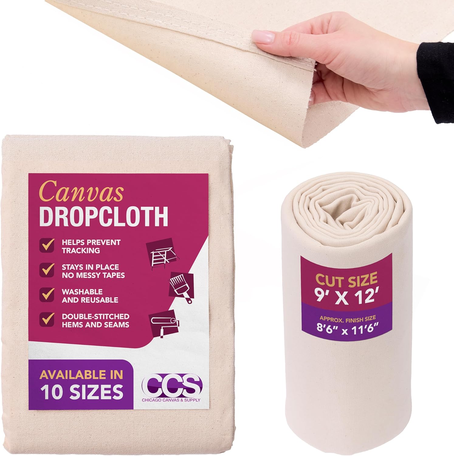 CCS Canvas Drop Cloth for Painting – All Purpose Cotton Duck Cloth Tarp for Curtains