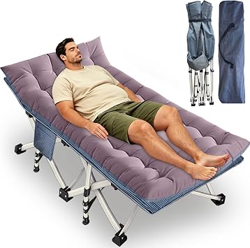 32" XXL Camping Cot with Mattress,900LBS Folding Camping Bed
