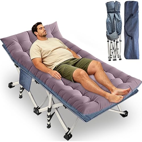 32" XXL Camping Cot with Mattress,900LBS Folding Camping Bed