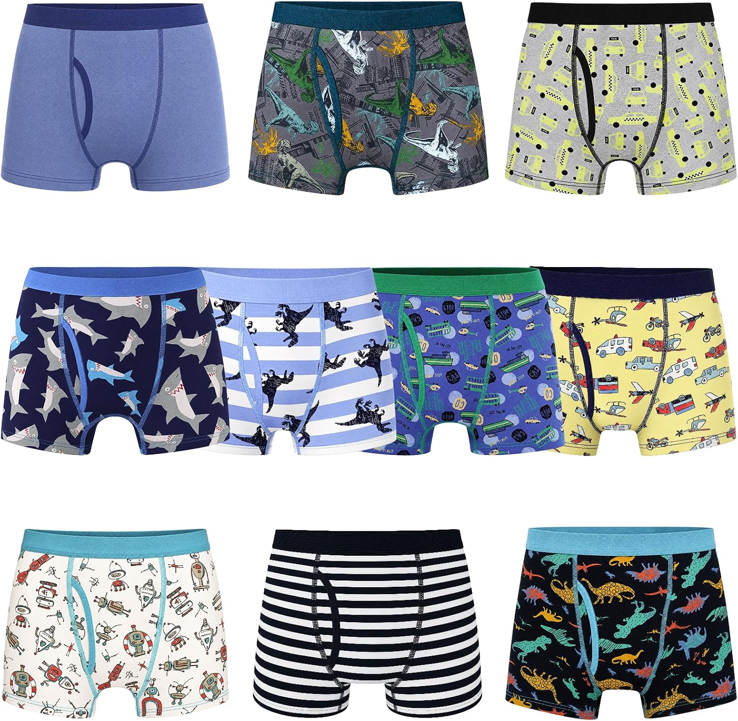 MooMoo Baby Boys Boxer Briefs 10 Pack Cotton Boys Underwear Soft Breathable Toddler Boy Underwear