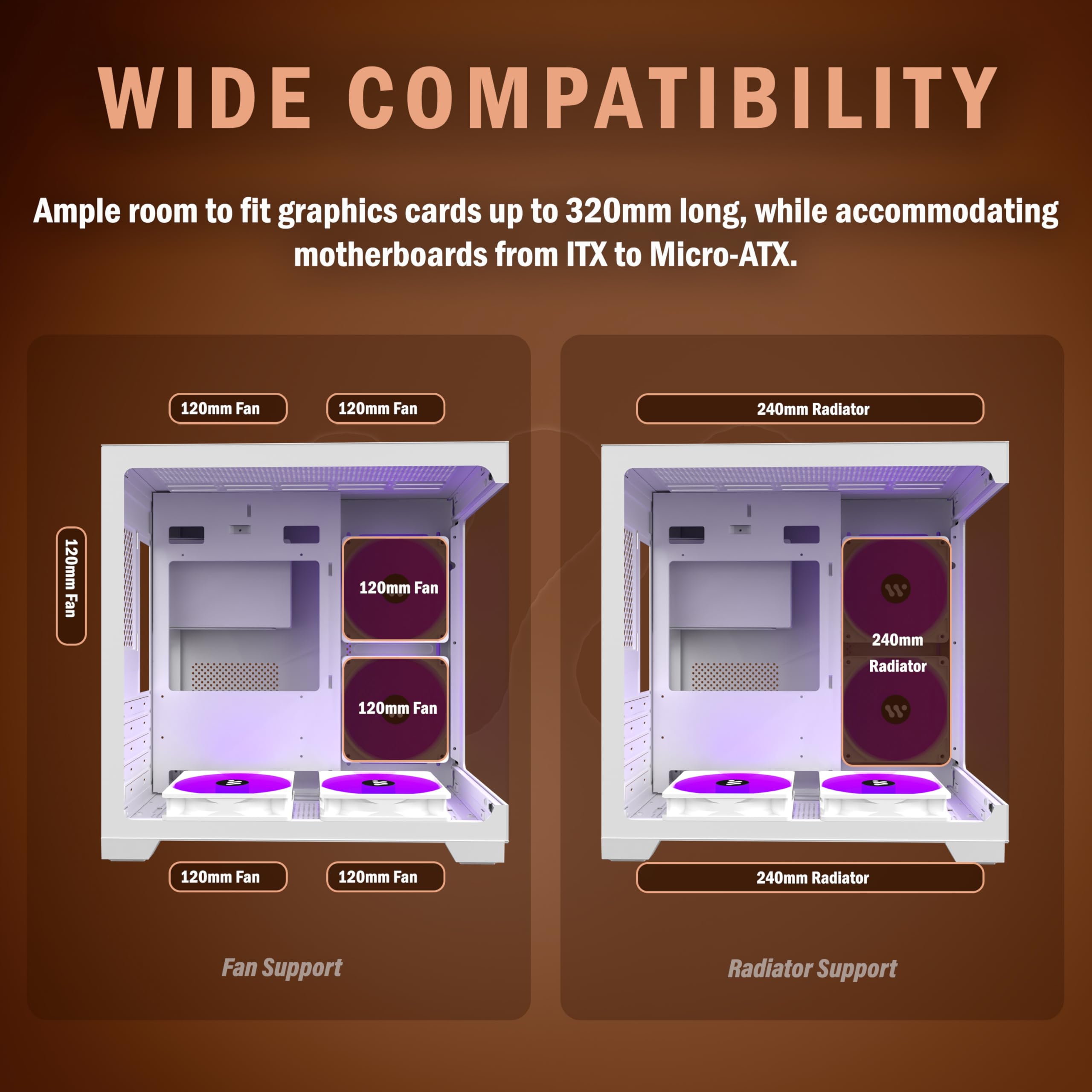 KEDIERS Micro ATX Tower PC Case 7 ARGB Fans Gaming PC Mini Case