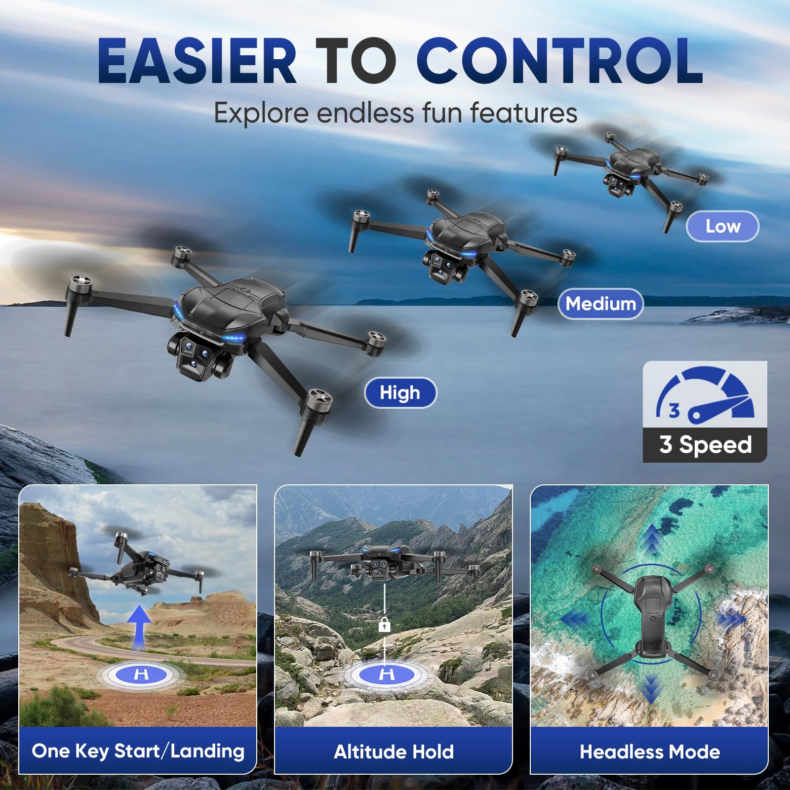 GPS Drone with 4k camera for adults,4.5’’ LCD Screen Controller, Brushless Motor, 60-Min Flight Time with 2 Batteries, SD Card Included, 5G FPV Quadcopter with Auto Return, Gift for Beginners