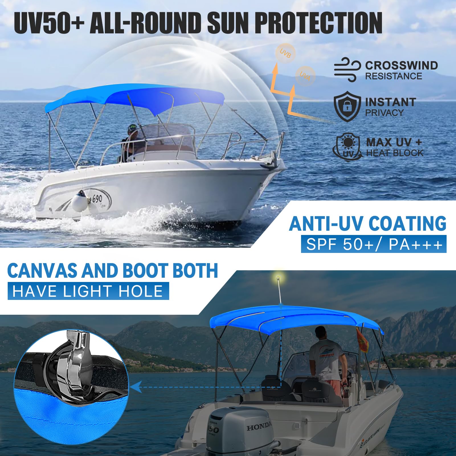 Pontoon Boat Bimini Top Bimini Top Storage Boot Cover With Light