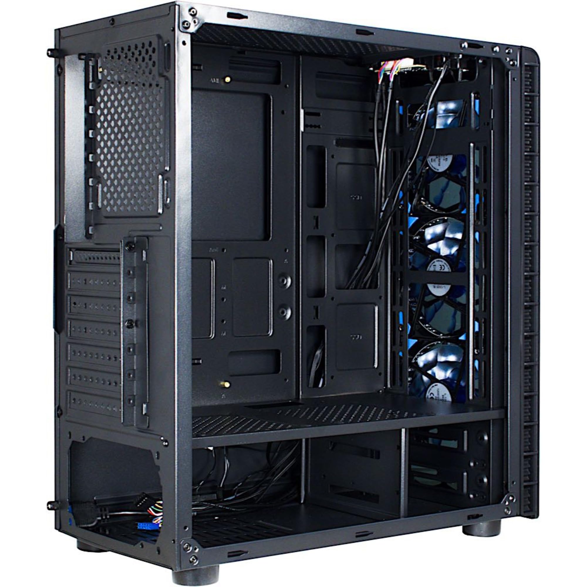 Inter-Tech CXC2 Torre Negro - Caja de ordenador (Torre, PC, Vidrio templado, Negro, ATX,ITX,Micro ATX, Azul)