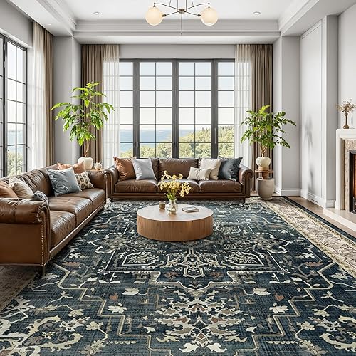 Miniatura 113 de Alfombras Redondas Beige de 4 pies, Alfombra Circular Pequeña Antideslizante Lavable de Pelo Bajo y Fina para Entrada, Cocina, Comedor, Alfombra