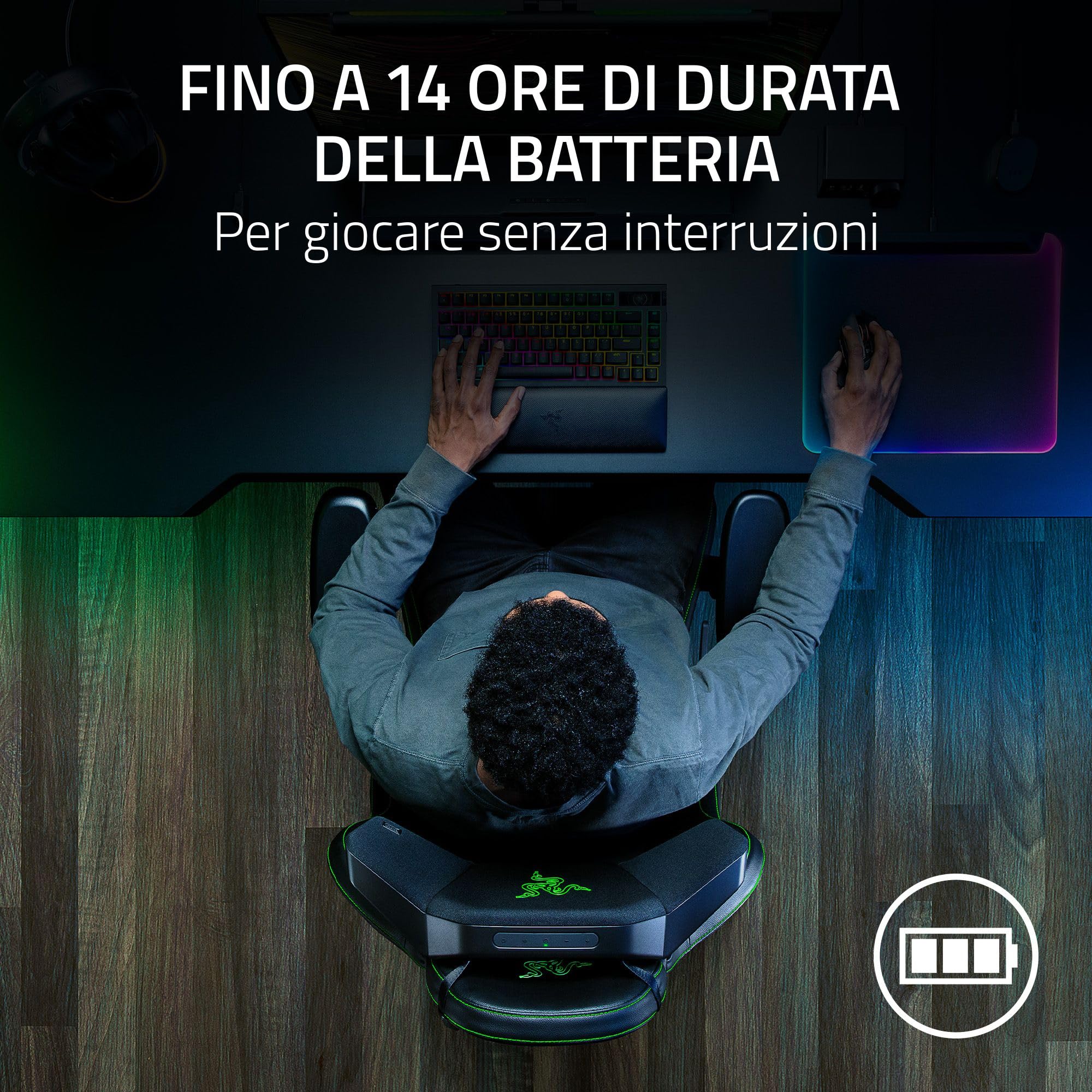 Razer Clio - Cuscino per testa di altoparlante wireless abilitato all'audio spaziale THX (imbottitura in peluche, driver full-range da 43 mm, HyperSpeed e Bluetooth, 14 ore batteria) Nero