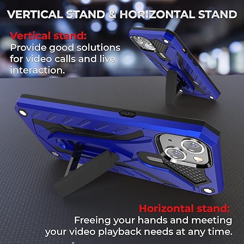 Miniatura 3 de Kitoo Defender - Funda ecológica, diseñada para iPhone 13, con soporte, grado militar, a prueba de golpes, 12 pies, probada en caídas, color azul
