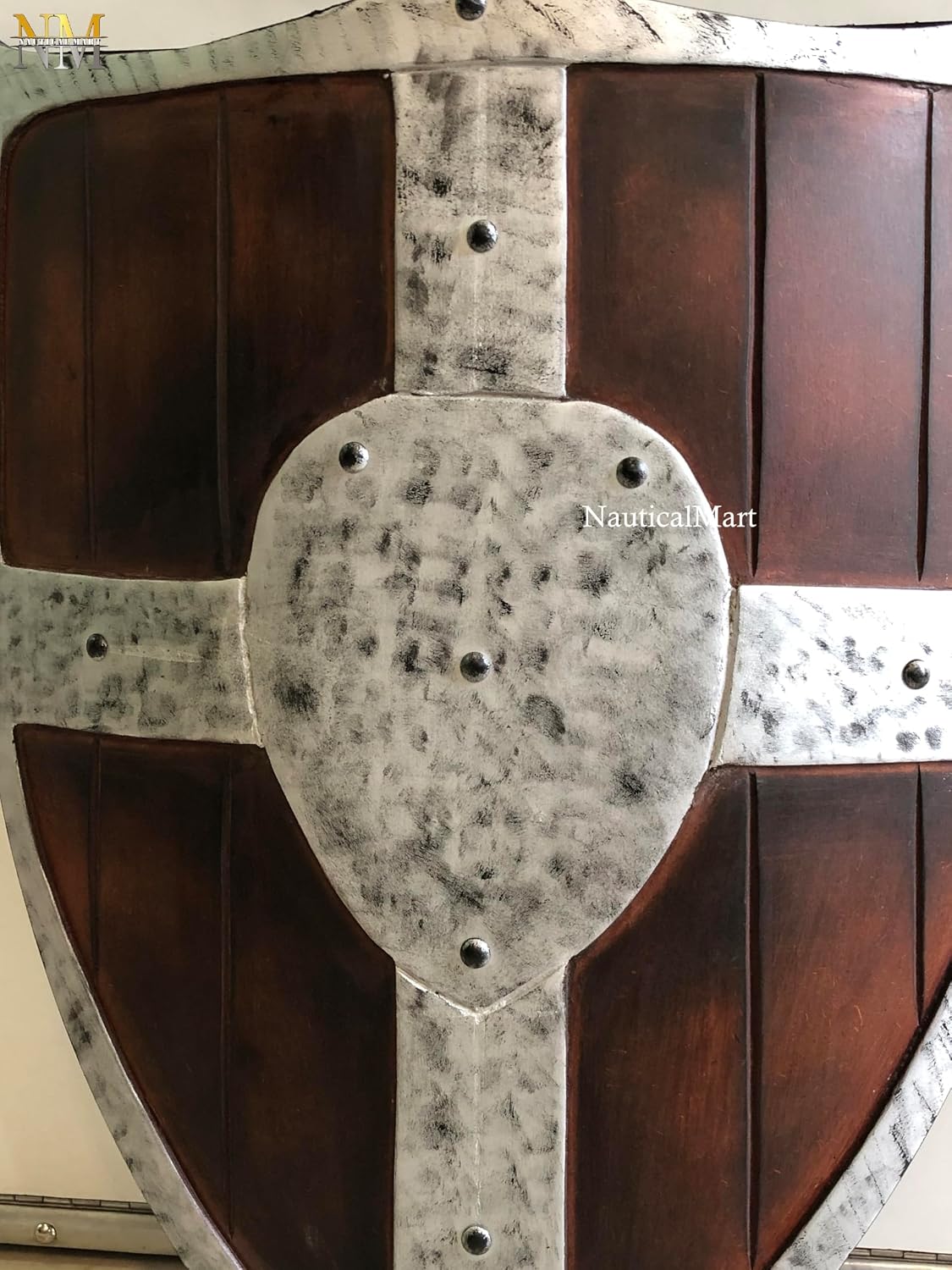 Wooden Shield Medieval Crusader --- SCA/LARP/Norse/Norway/Antique/Armor