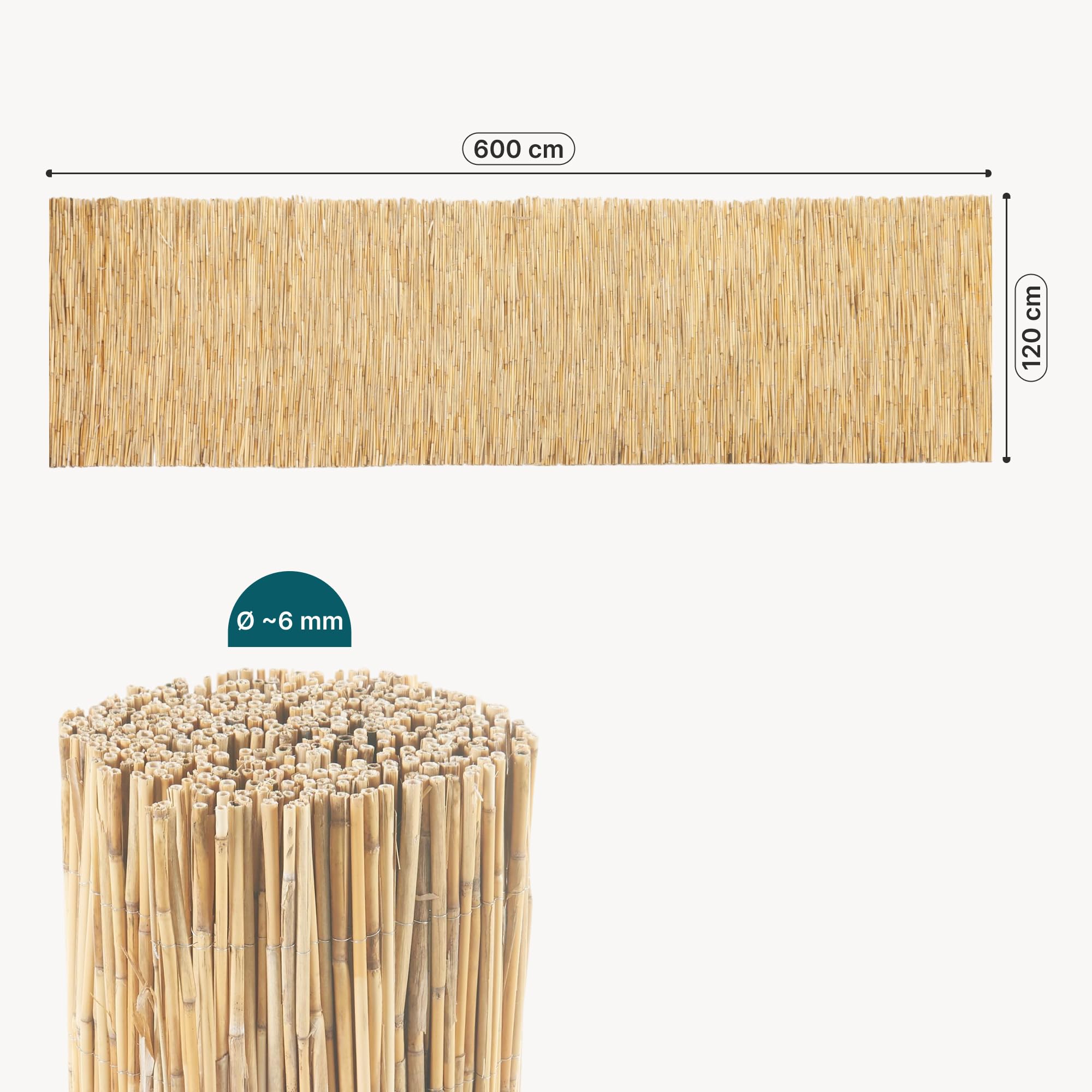 casa.pro Recinzione Frangivista in Canna Naturale Schermatura a Tappetino Divisorio per Giardino Terrazza Balcone Protezione Privacy Frangivento a Rotolo 120 x 600 cm