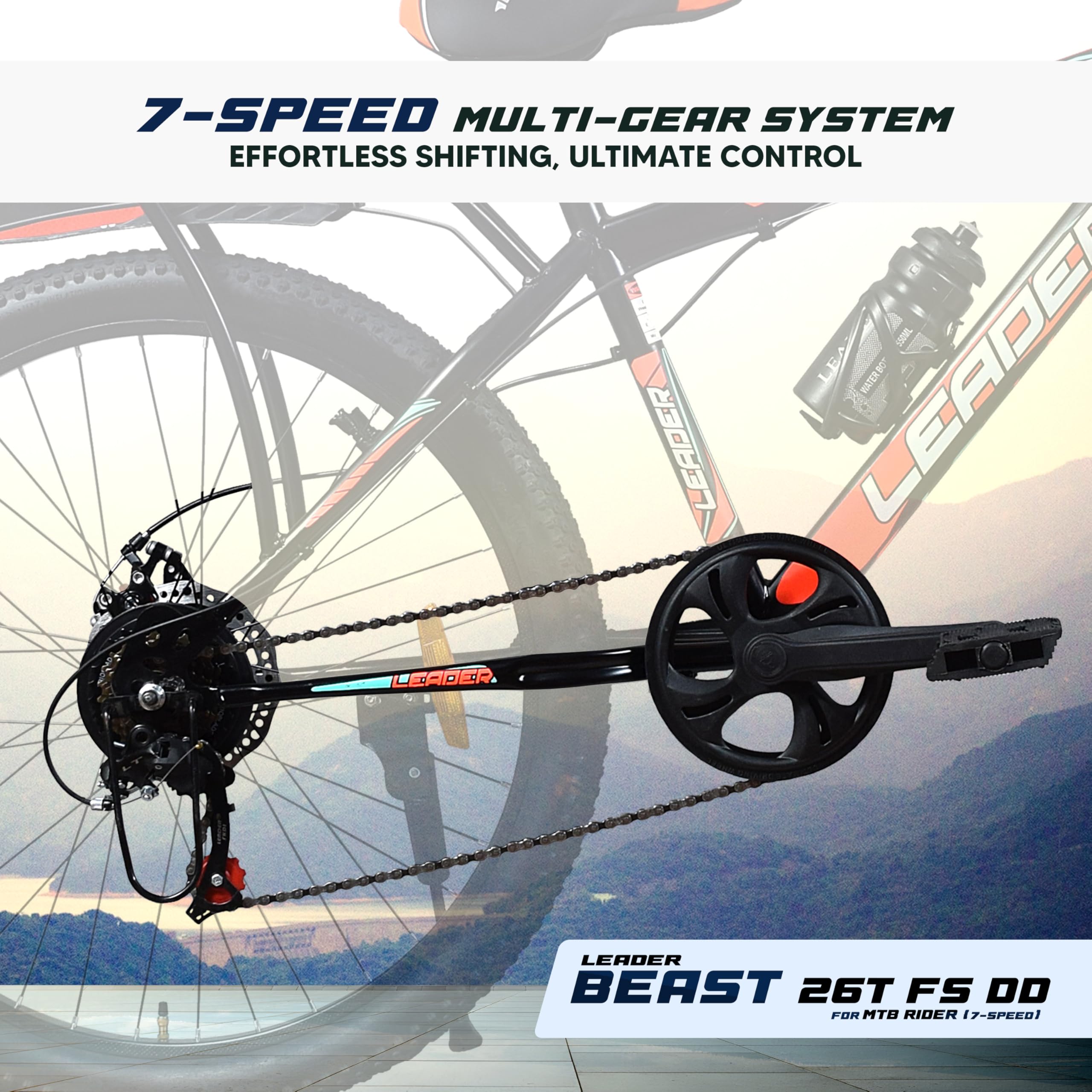 Leader Beast 26T Mountain Bike - 7 Speed, Suspension -5