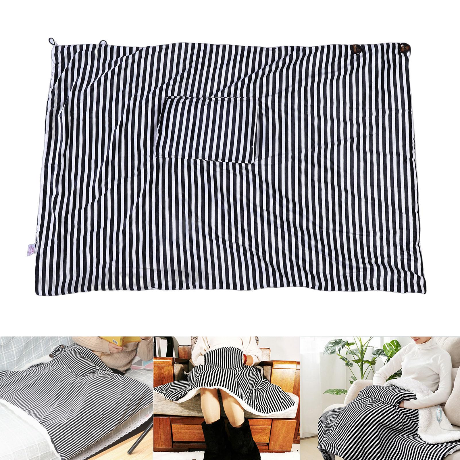 Coperta Elettrica, Morbida Coperta Riscaldata Tramite USB con 3 Livelli di Calore e Timer, Accogliente per la Casa e i Viaggi (BLACK)