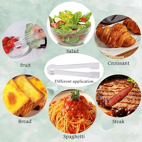 Miniatura 4 de 6 Pack Plastic Kitchen Tongs, 6.3 Inch Mini Clear Serving Tongs for Buffet Barbecue Ice Salad and Cookies (Clear)