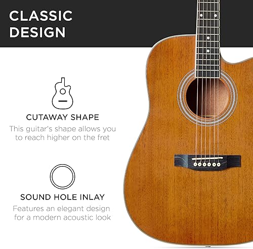 Vista 34 de Best Choice Products - Kit de guitarra acústica para principiantes, 41 pulgadas Negro