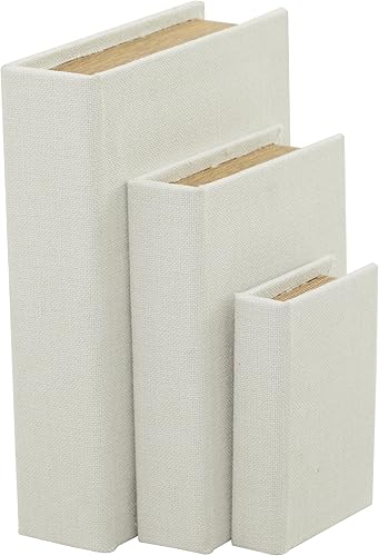 Deco 79 Modern Linen Caja Rectangular, Juego de 3 12", 9", 6"H, Blanco