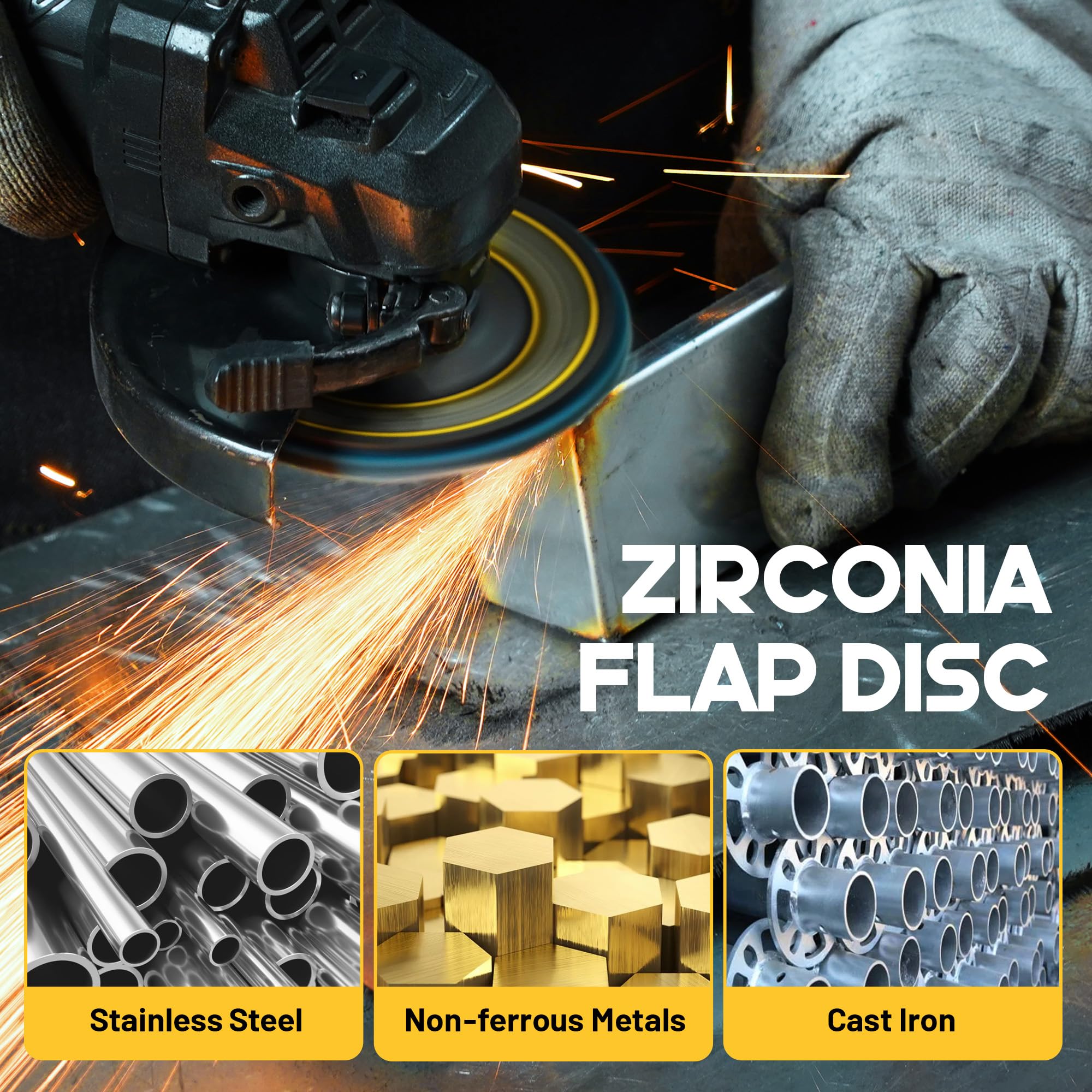 TOLESA 24 Pièces Disques à lamelles 115mm pour Meuleuse d’angle, T29 Grain 80, Disques à Rabat de Zirconium, pour Acier Inoxydable, Métal