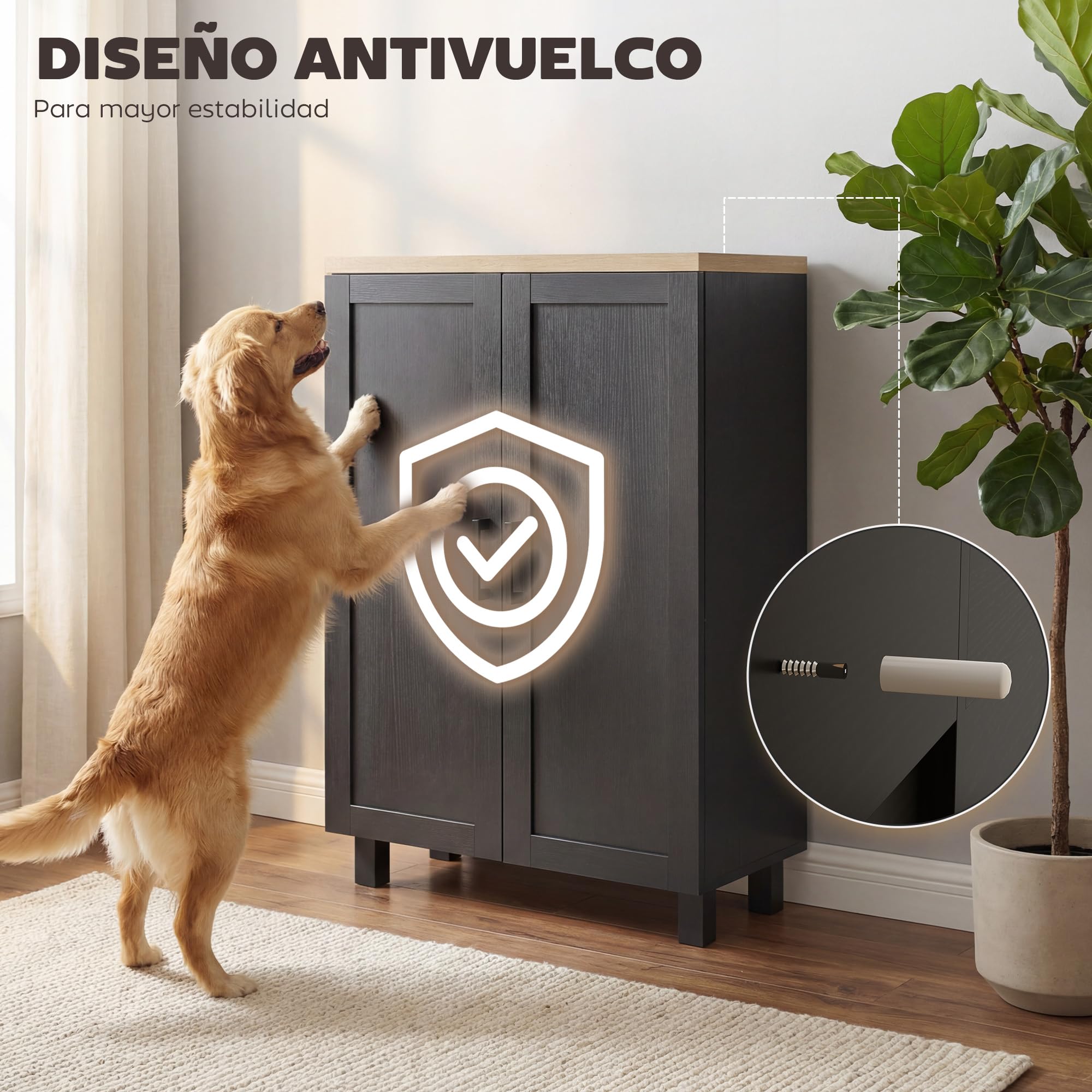 HOMCOM Aparador de 2 Puertas, Aparador de Salón Estrecho, Armario de Cocina con Estante Ajustable, para Cocina, Entrada, Dormitorio, 60x30x90 cm, Negro