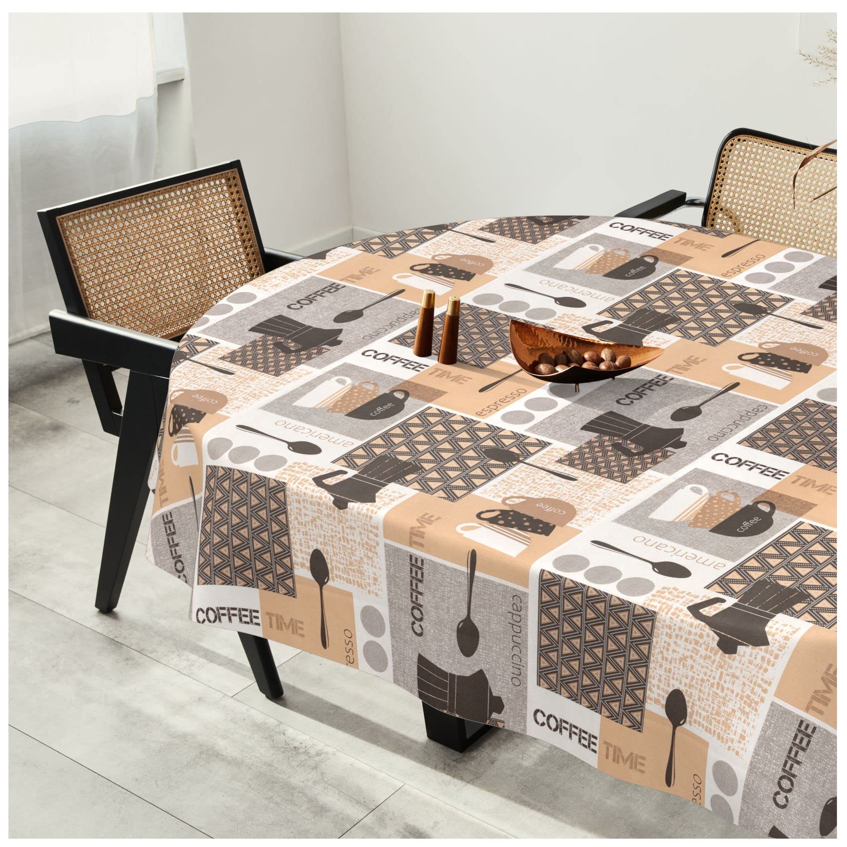 Nappe En Toile Cirée, Lavable, Avec Ourlet, Pour Café, Café, 240 X
