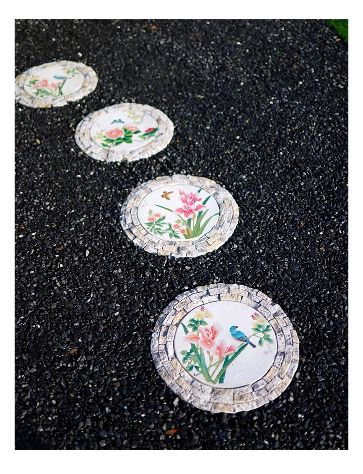Pas Japonais Extérieur Dalles de Pas Japonais Antidérapantes Décoration paysagère Amovible pour Jardin à enfoncer dans Le Sol for allées, pelouses et Jardins(C)