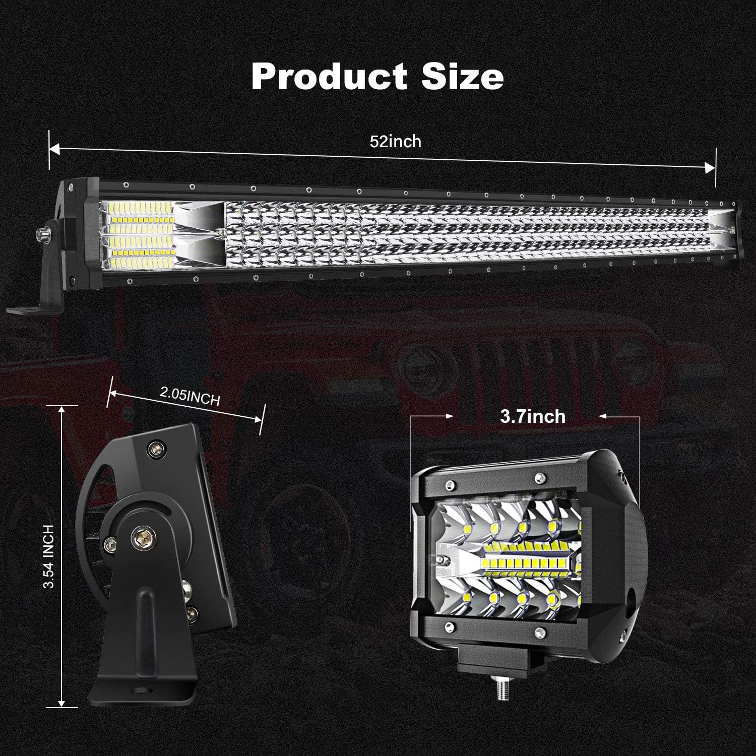 Amazon.co.jp: LEDライトバー TURBO SII 52インチ 300W 7D フラッド