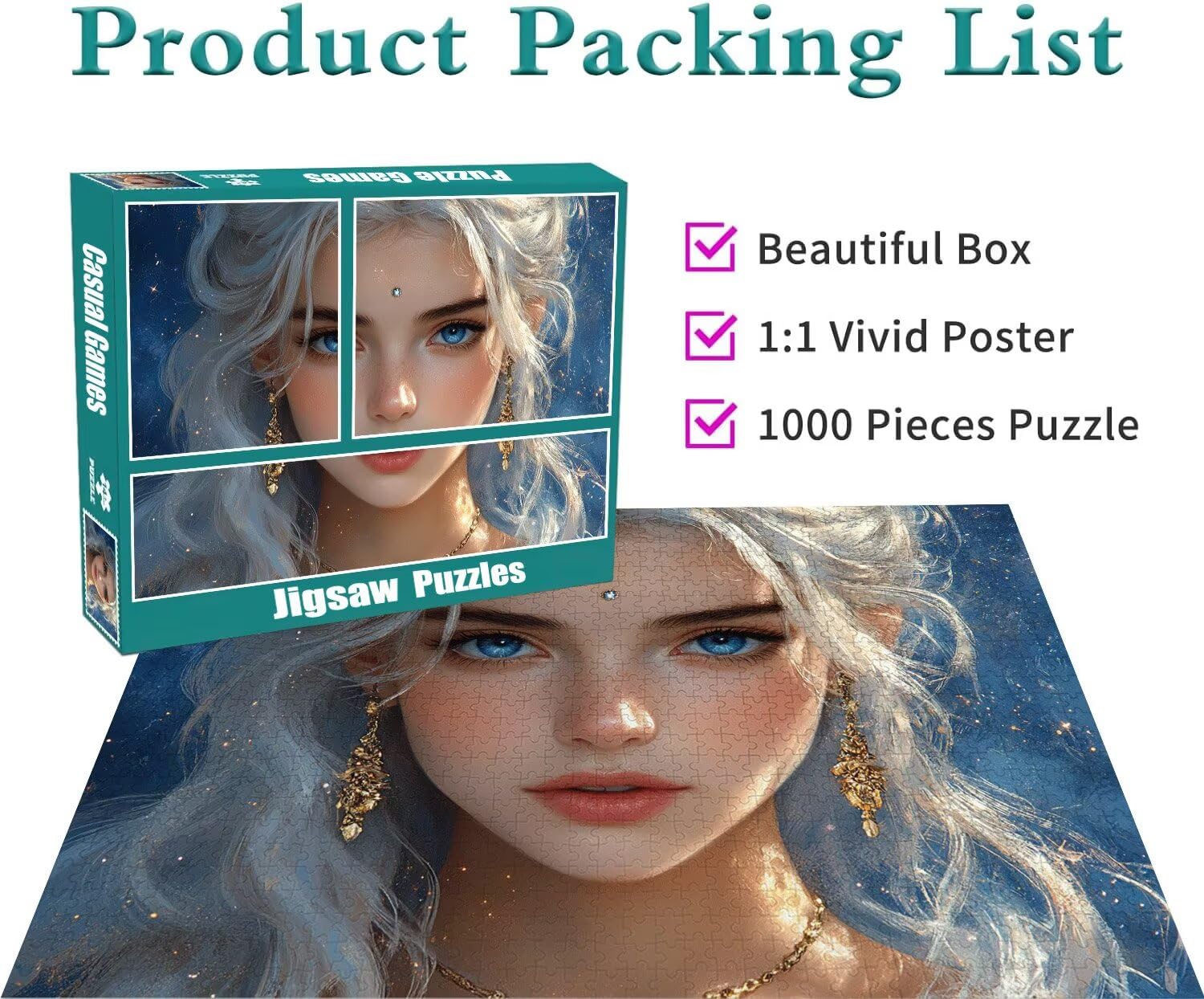 Donna Jigsaw Puzzle Adulti 2000 pezzi Jigsaw Puzzles Classici Arte Impossibili Grandi Dimensioni Cartone Animato per Adulti e Ragazzi Divertimento Giochi Rilassamento e Intelligence 70x99cm t-823