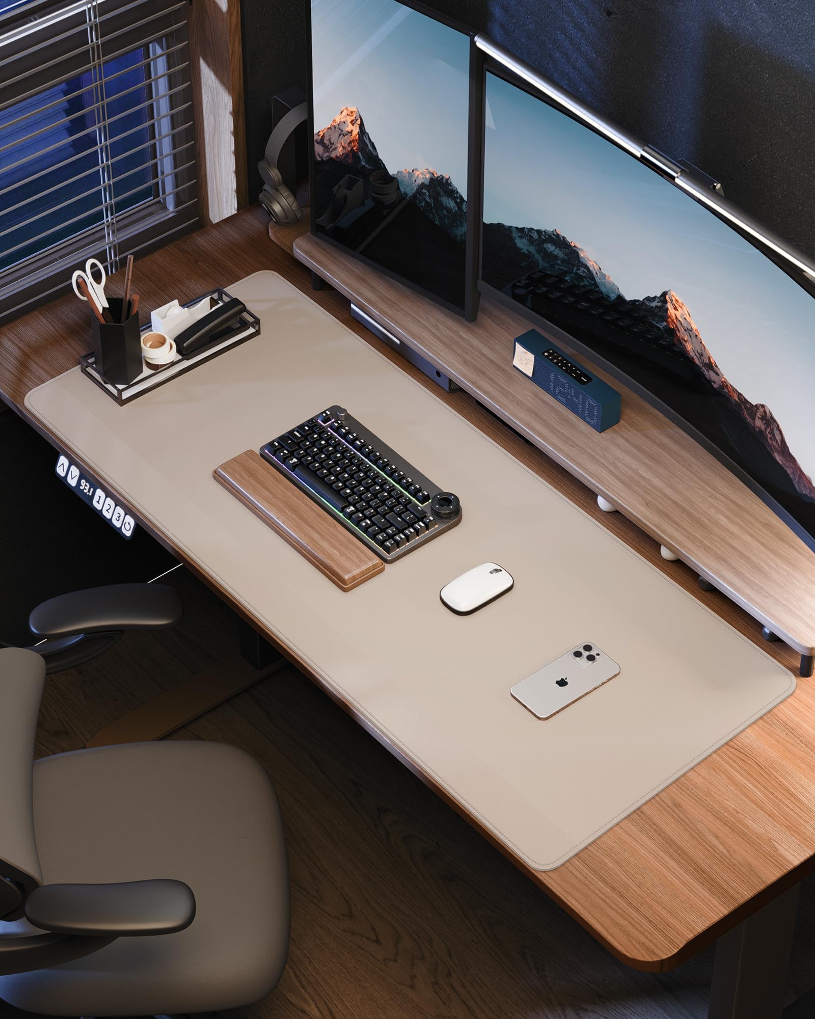 Cuero Almohadilla de Mesa para el ratón Desk Pad Large Mouse Pad Mat Antideslizante Tabla Computadora Portátil Bloque de escritura Oficinas y Familias (Beige, 80x40cm)