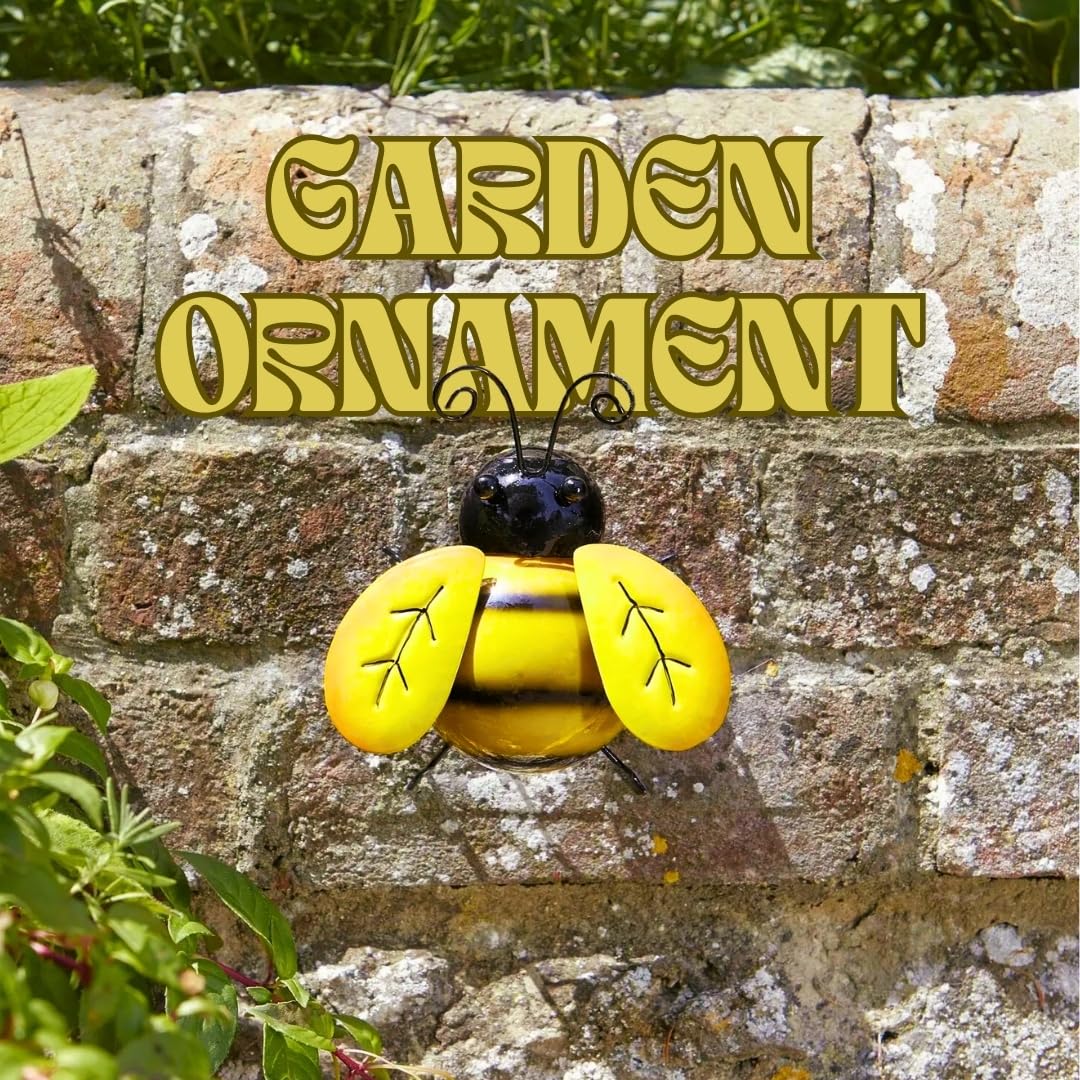 Garden Mile Bumble Bee Metal Garden Ornaments Outdoor Wall Art For Walls Fences Etc Long Lasting Hanging Garden Ornaments For Outdoor Indoor Hand Painted Metal Wall Art For Wall Decor - Image 3