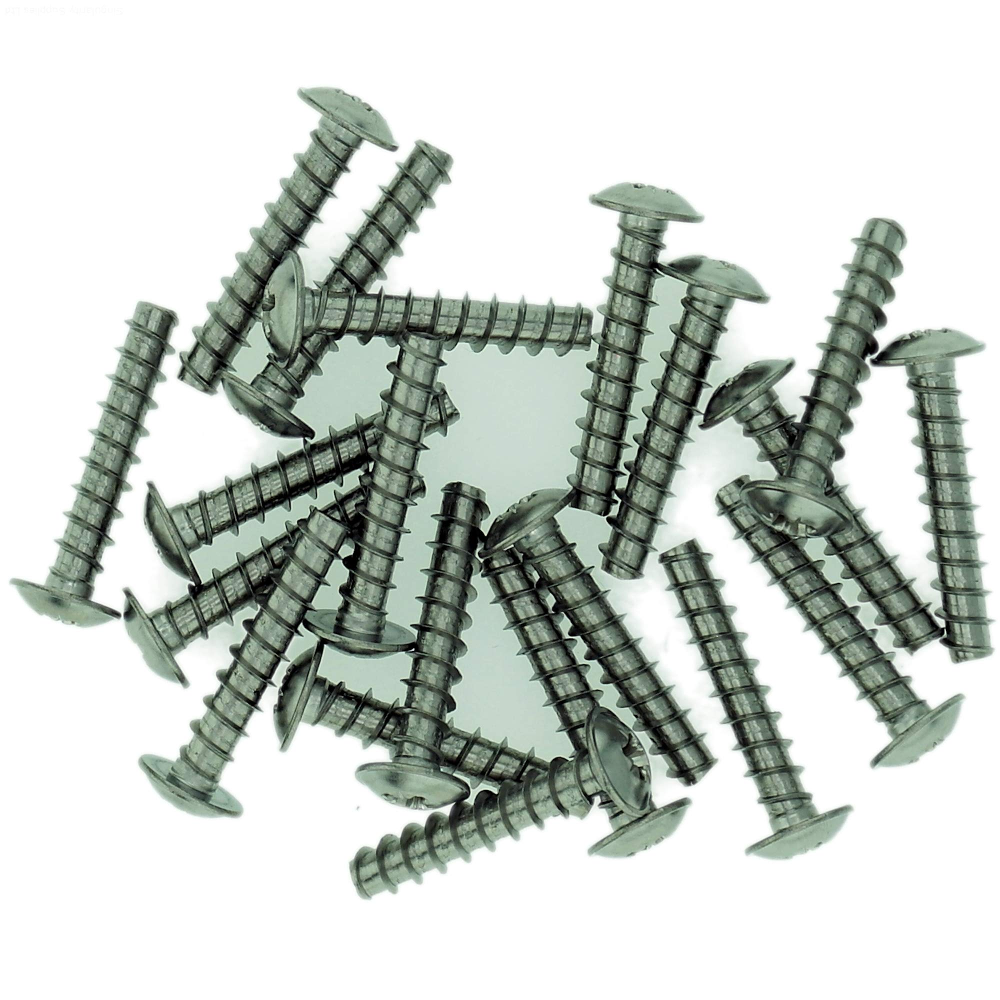 Singularity Supplies D3.5 (3.5Mm X 8Mm) Pozi Pan Screws For Plastic (Flanged - Trilobular) - Stainless Steel (A2) (Pack Of 20)