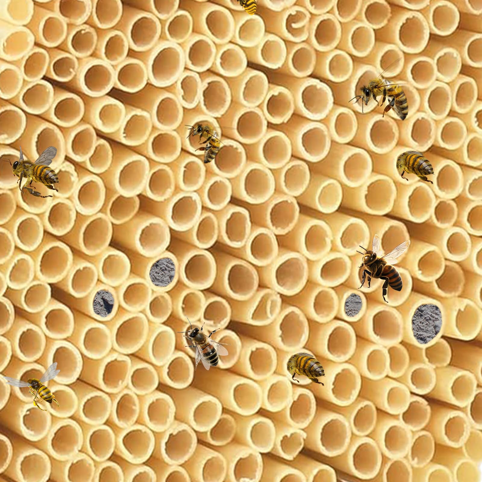300PCS Pajitas de Trigo, 14.5 CM de Largo Diámetro 3-5 MM para Abejas Silvestres, Material Insectos Anidación para Relleno Hotel de Insectos, Casa de Abejas, Hotel de Abejas, Casa de Insectos