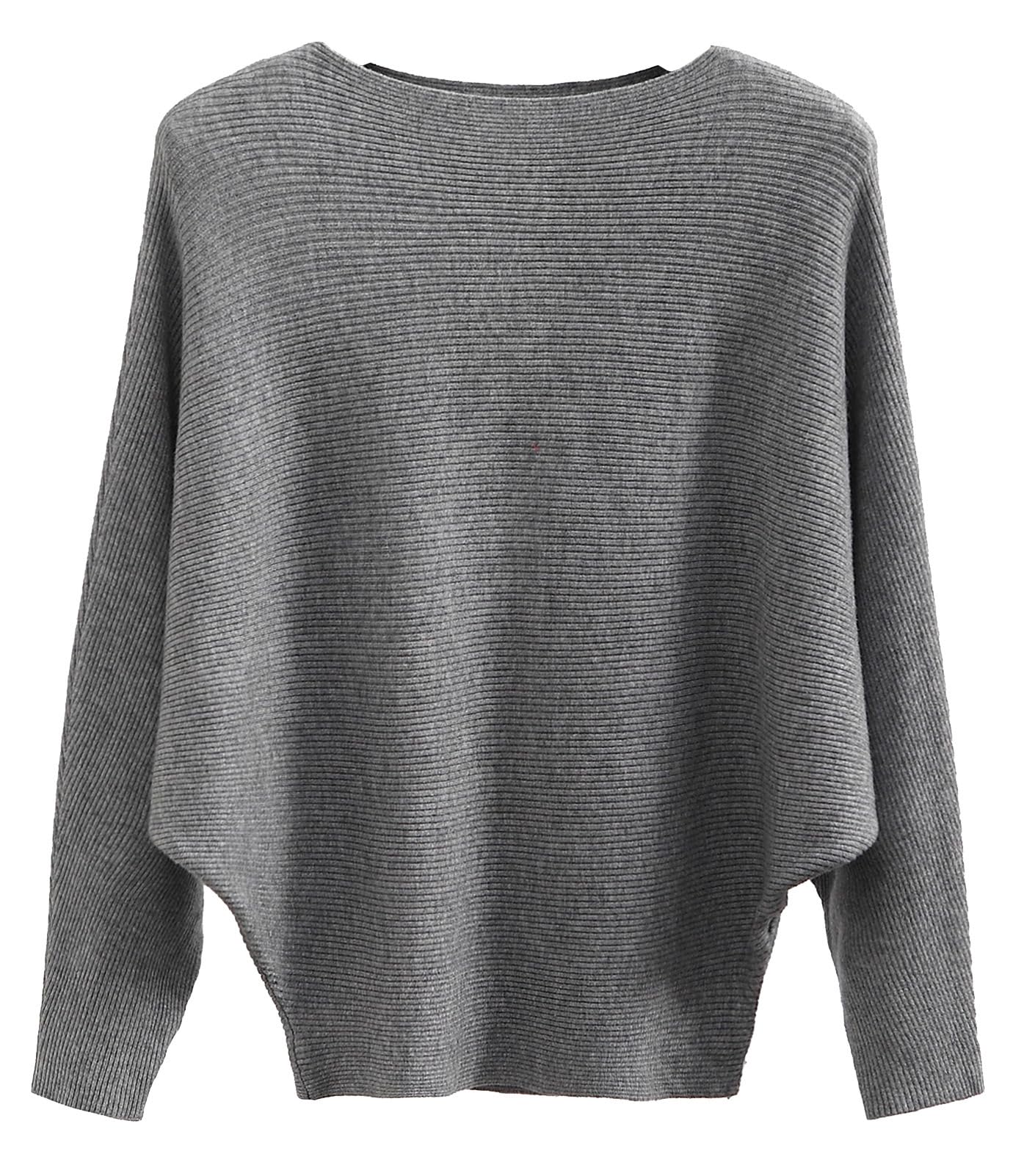 FULIER - Maglione Dolman da donna, con maniche a pipistrello e scollo a barchetta, lavorato a maglia, vestibilità ampia, taglia unica
