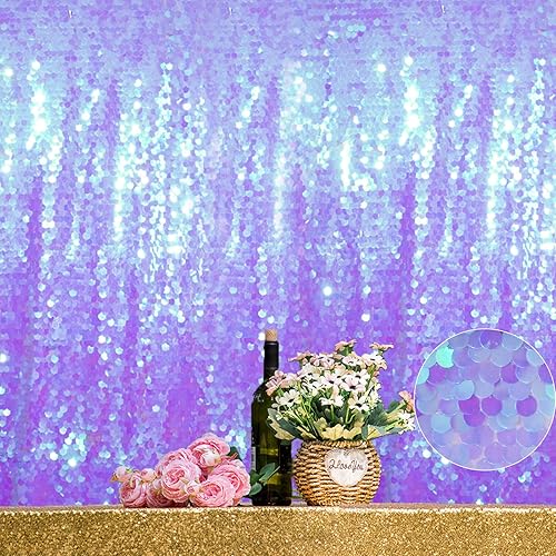 JYFLZQ Telón de fondo de lentejuelas azul Payette de 8 x 8 pies, 1 panel de 0.709 in, cortinas de fondo de lentejuelas grandes, no se transparentan,